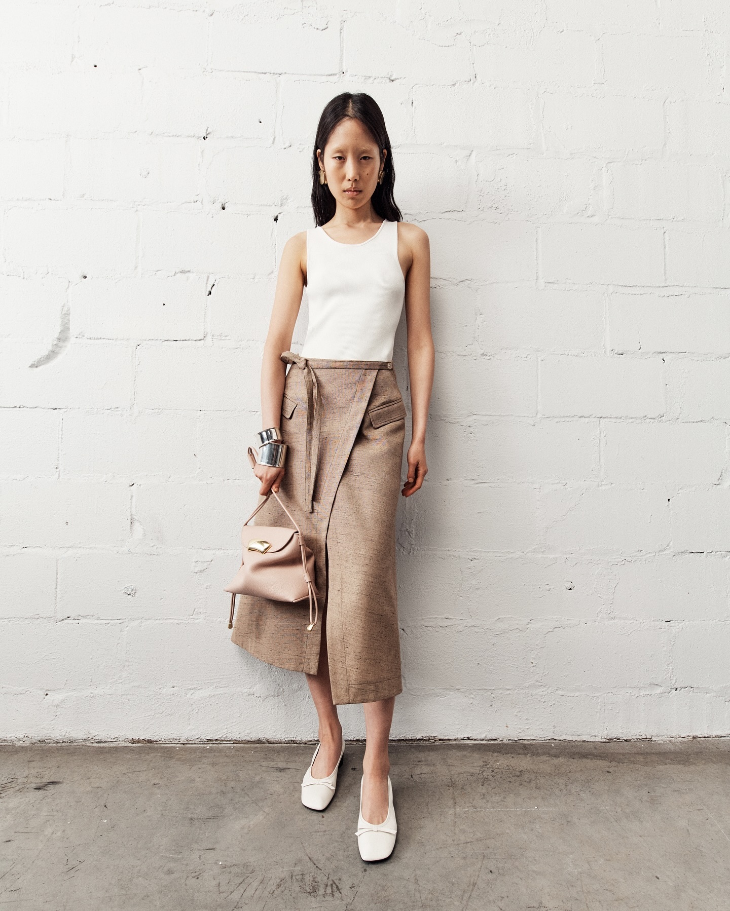 Faux Wrap Skirt with Tie Waist - 6