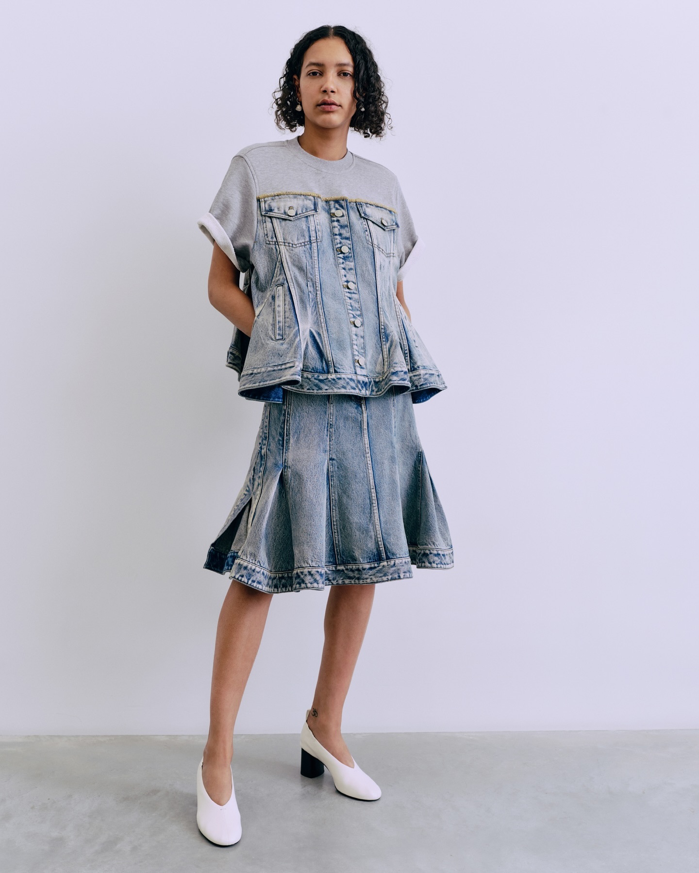 Trapeze Light Denim Dress - 7