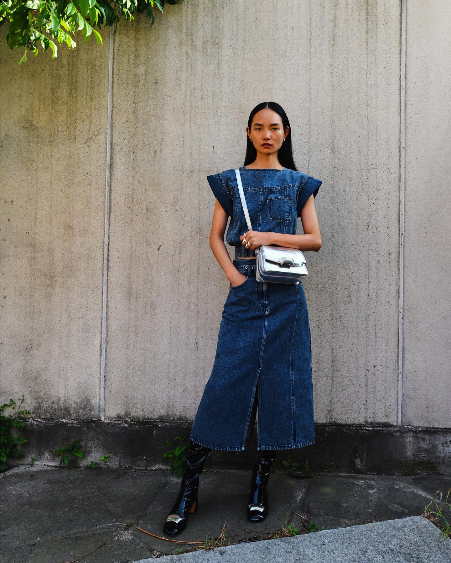 Trapeze Light Denim Dress - 9