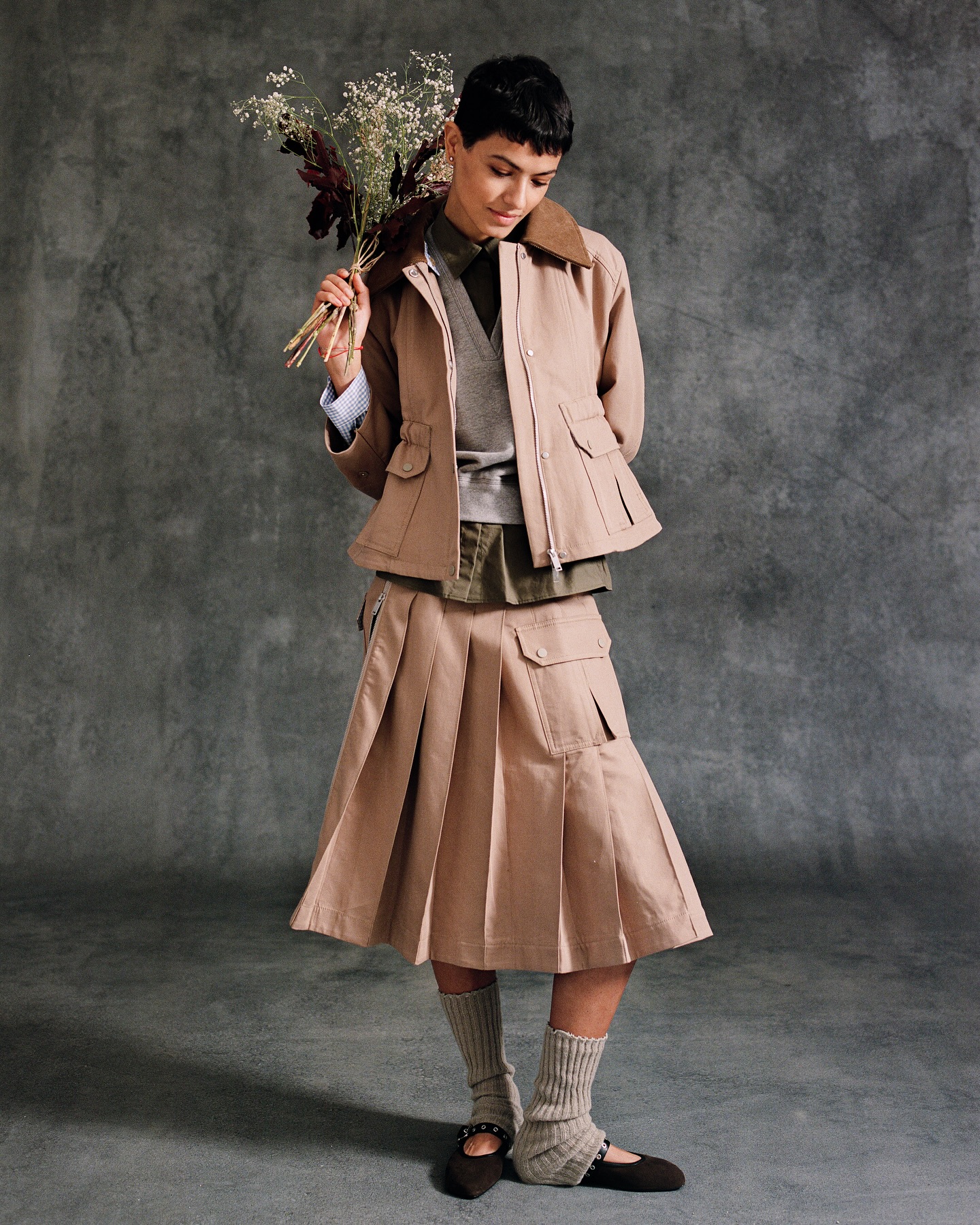 Pleated Zip Utility Skirt - 7