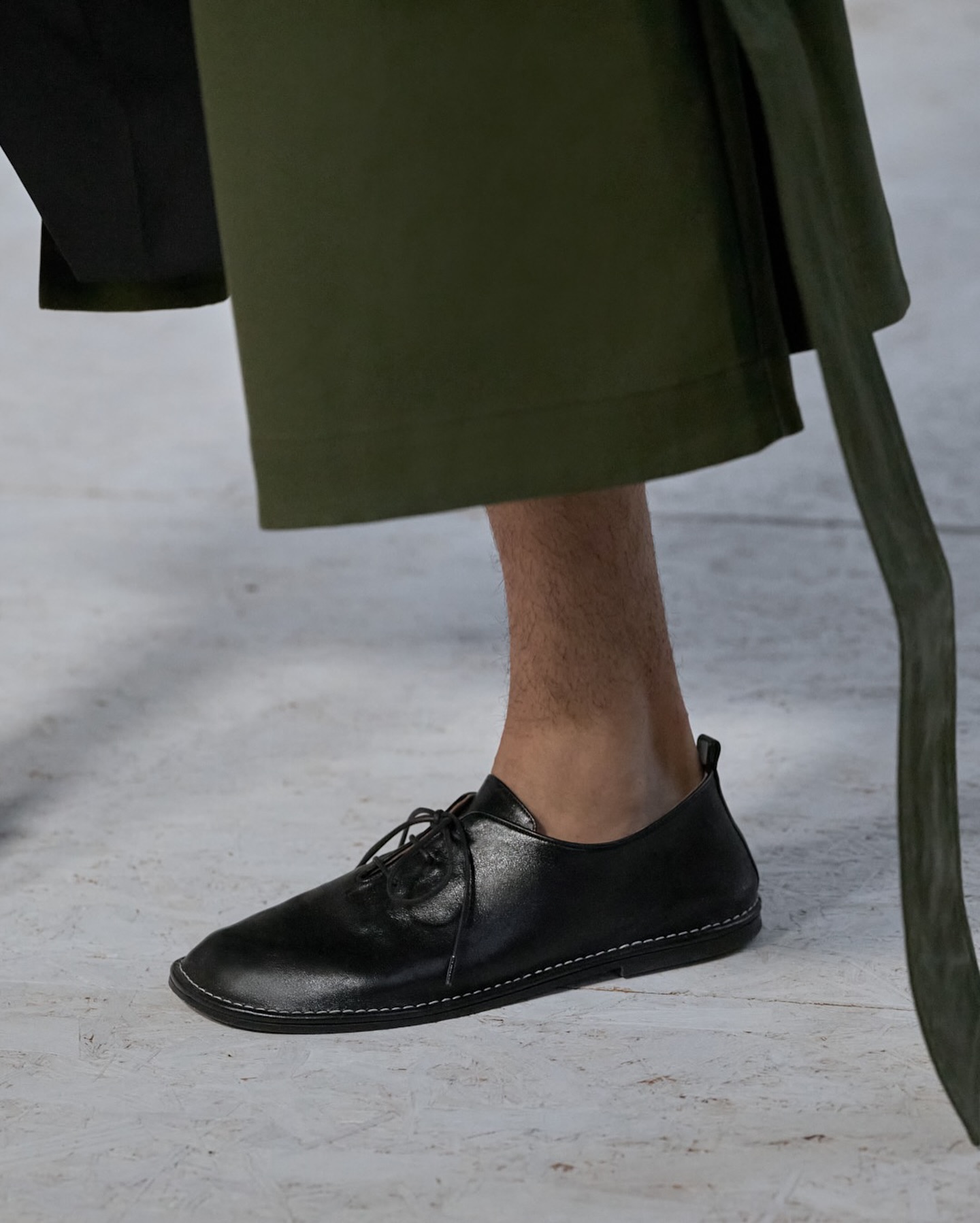 Black Cow Leather Midi Derbies Shoes - 6