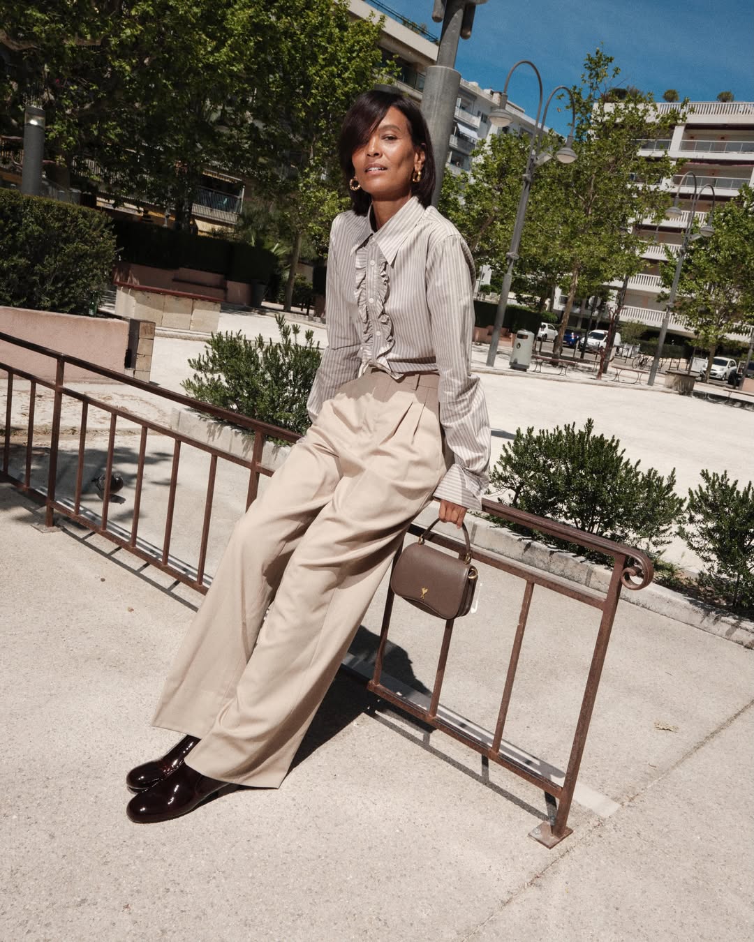Beige Cotton Baggy Trousers - 9