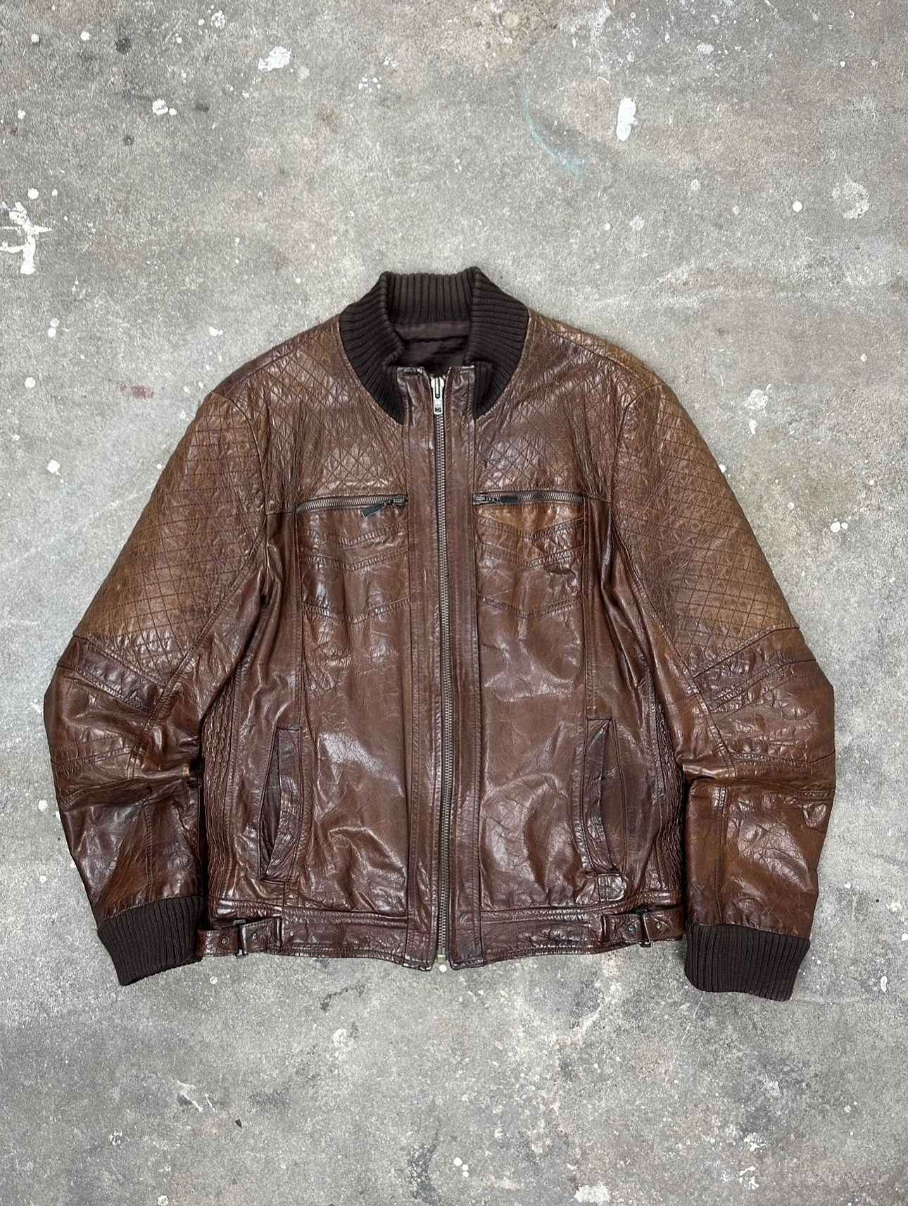 2000's Roberto Cavalli Leather Bomber Jacket Dark Brown - 4