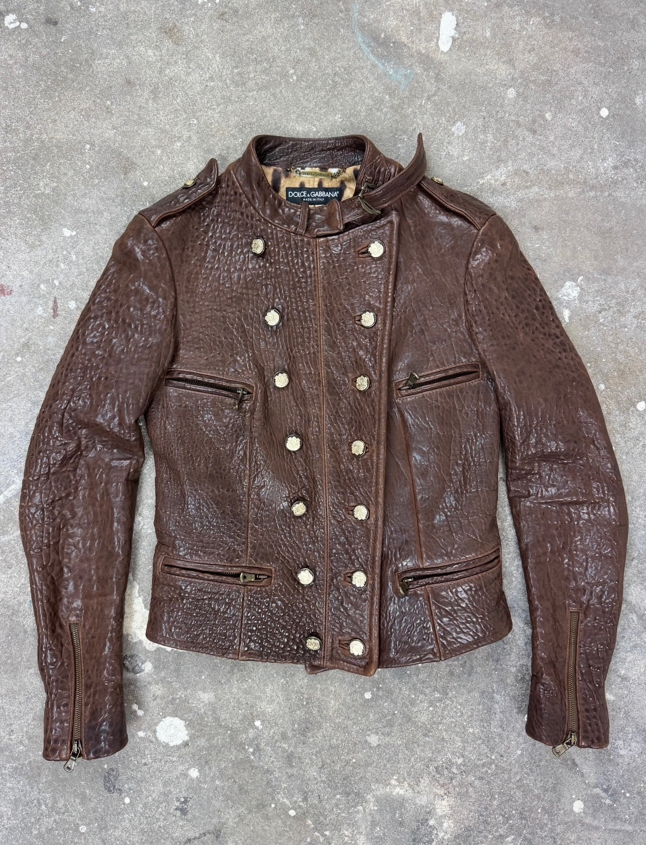 2000's Roberto Cavalli Leather Bomber Jacket Dark Brown - 8
