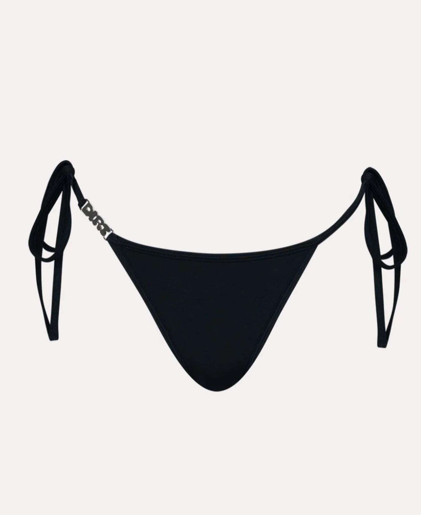 Eyelet Bikini Bottom in Black - 7