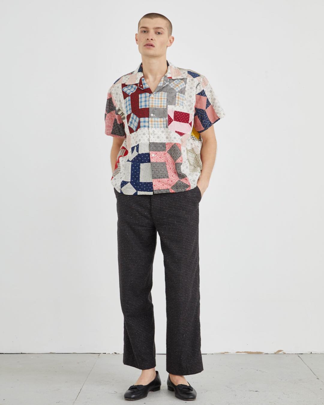 Deco Puzzle Patchwork Short Sleeve Shirt - 9