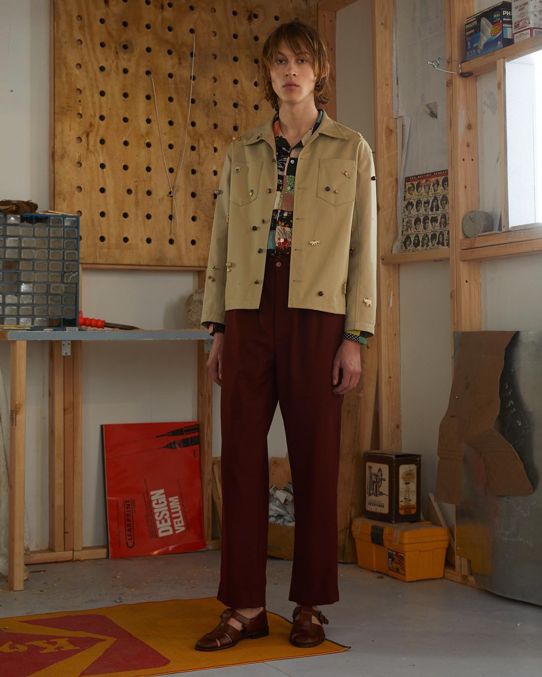 Twill Side Buckle Trousers - Brown - 6