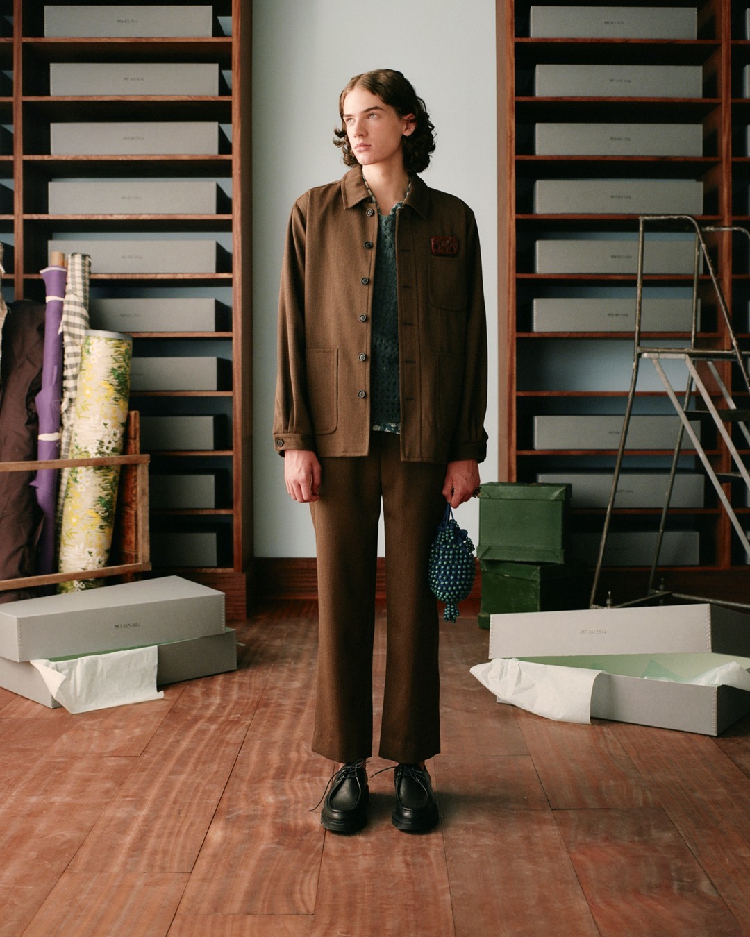 Twill Side Buckle Trousers - Brown - 8
