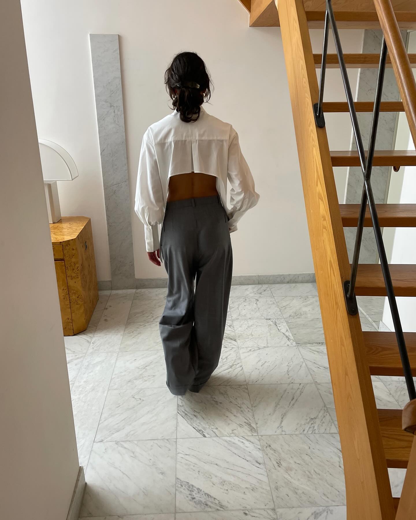 Wide Tuck Pants, Brown - 6