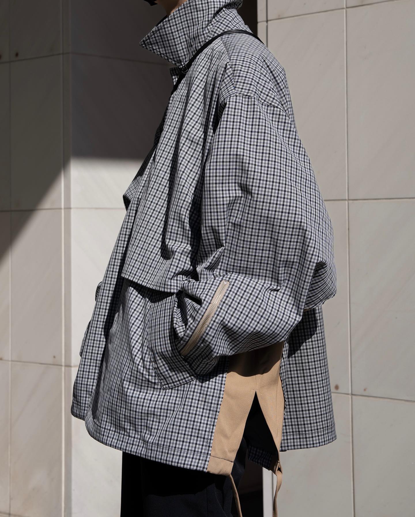 GREY WOOL POLY RAW EDGES HYBRID SHIRT - 7