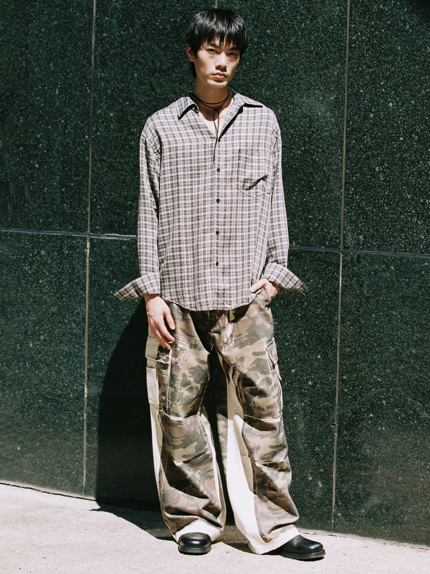 YELLOW BROWN CHECKED WASHED THRASHED STRUCTURED SHIRT - 11