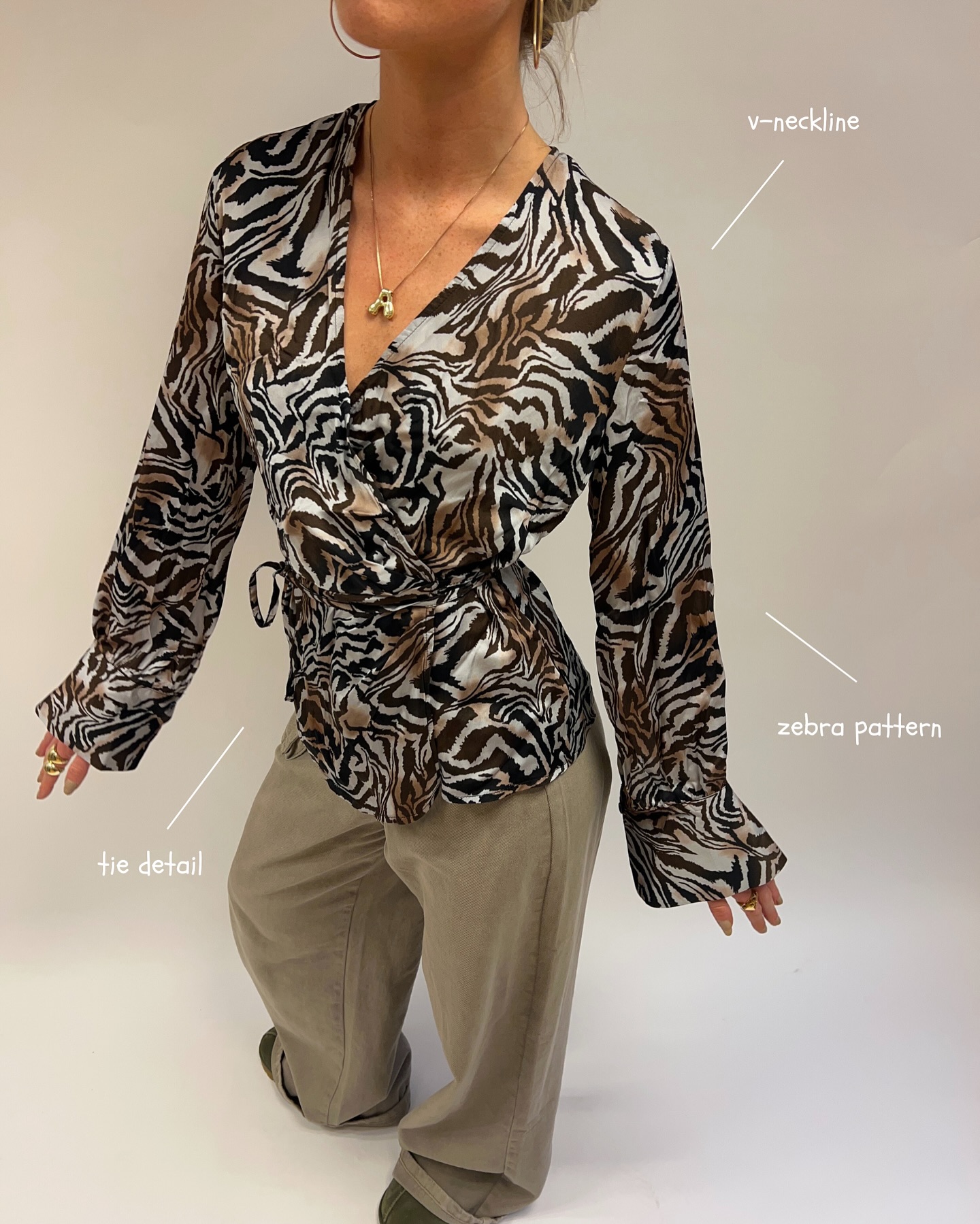 Zebriana blouse with print – Brown/white/black - 7