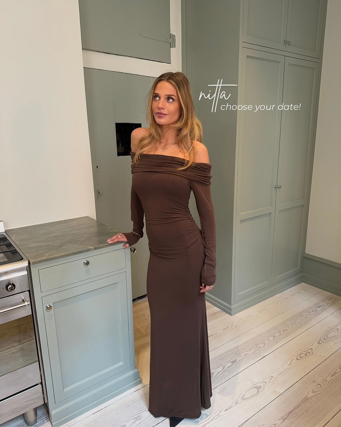 Nitta off shoulder maxi dress - Brown - 6