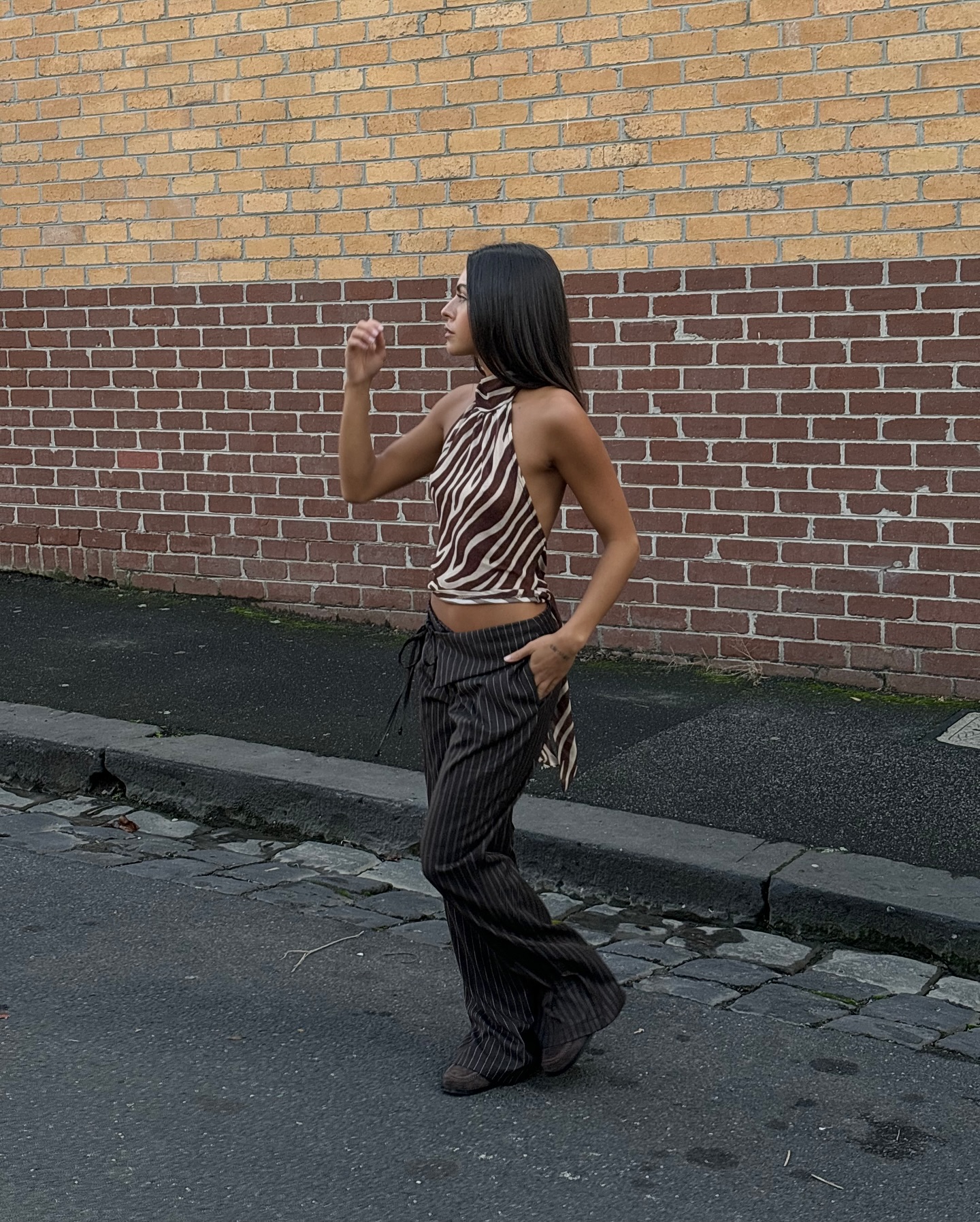 Kimmie top with zebra print - Brown/white - 7