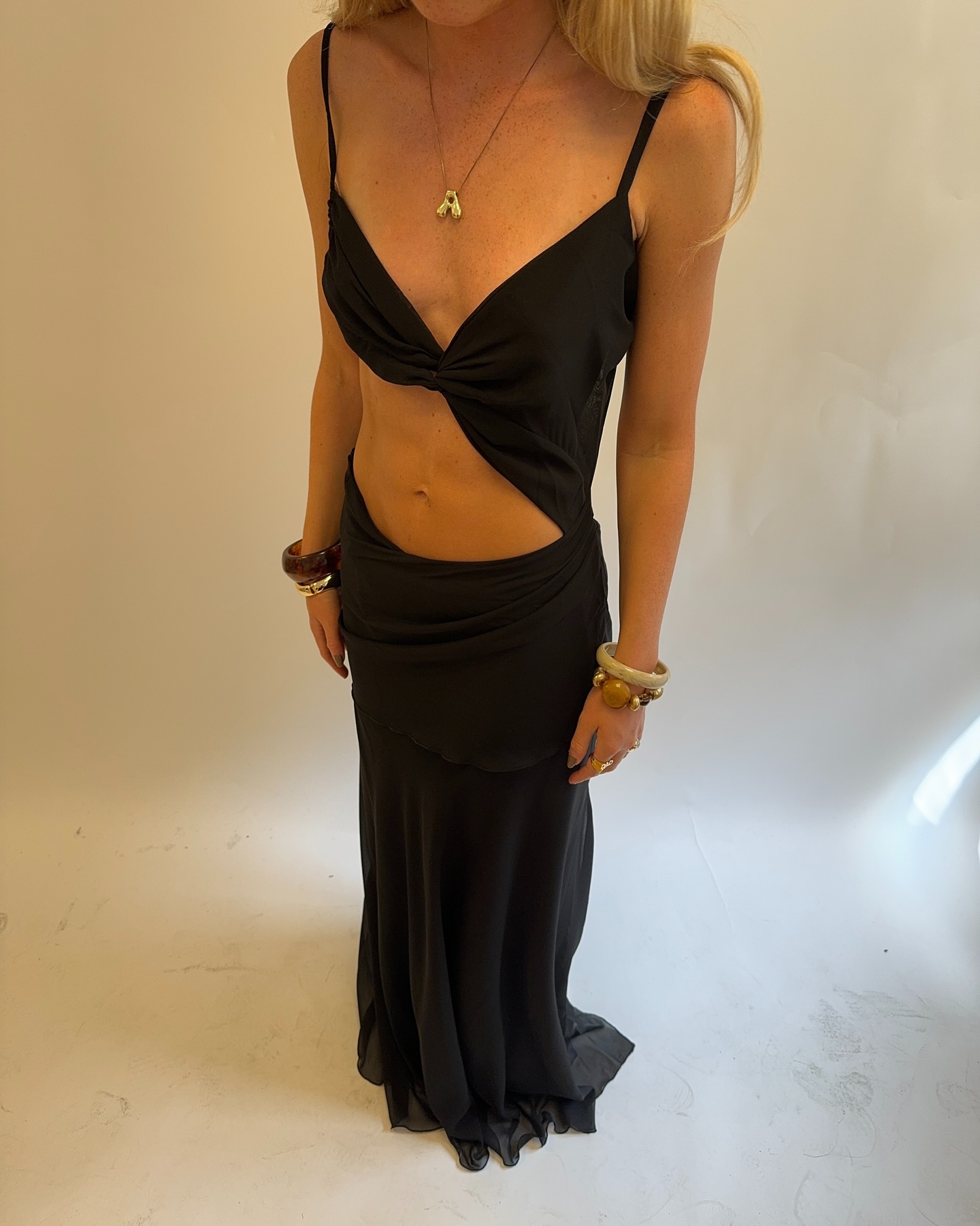 Kris maxi satin dress - Black - 6