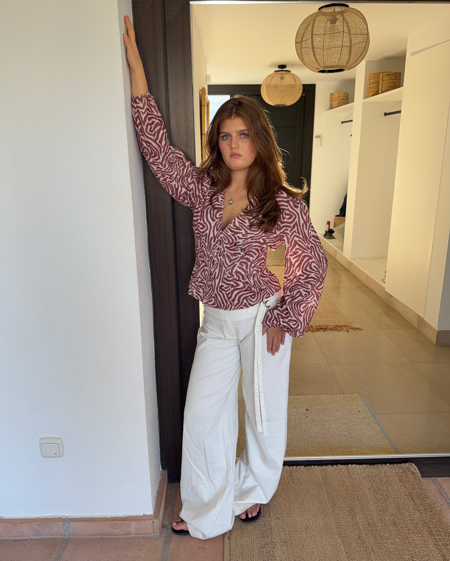Alissa blouse with pattern - Red/white - 7