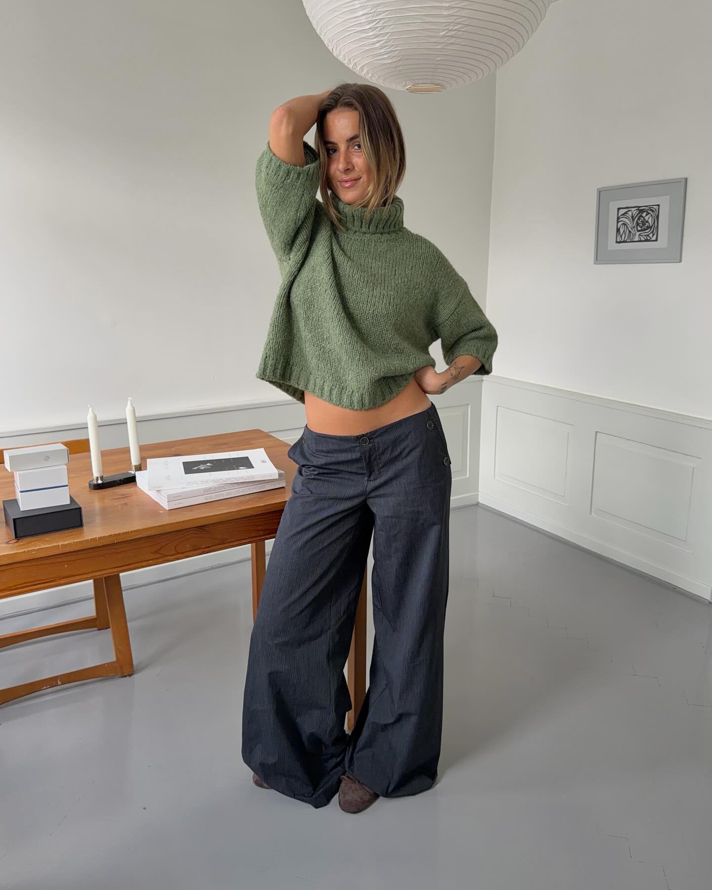 Janey suit pants with yellow pinstripes - Grey - 7