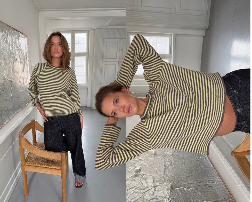 Selora knit with stripes - Green/white - 11