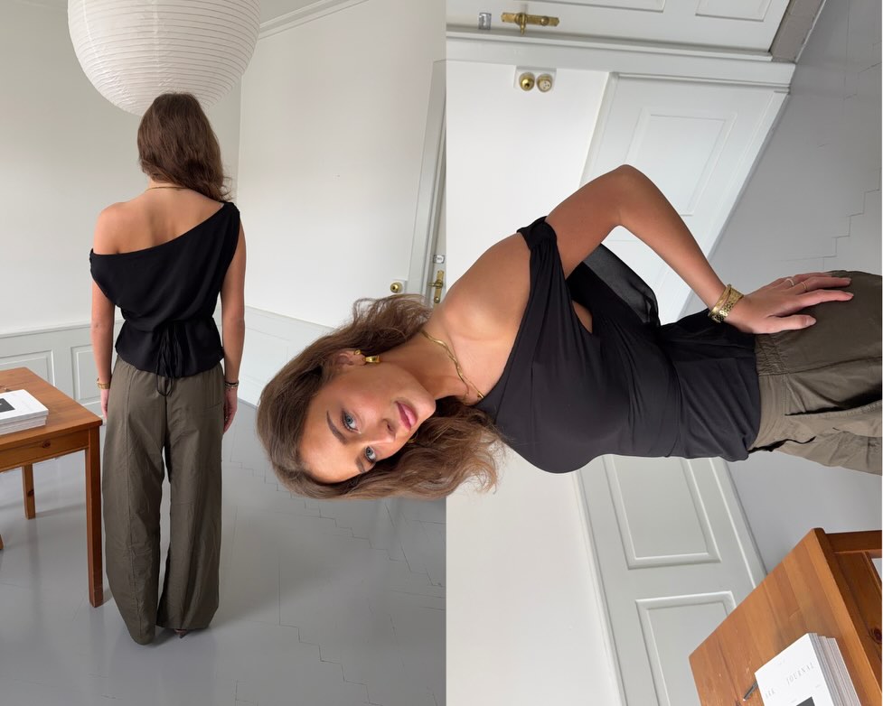 Tanua one shoulder top with smock - Black - 9
