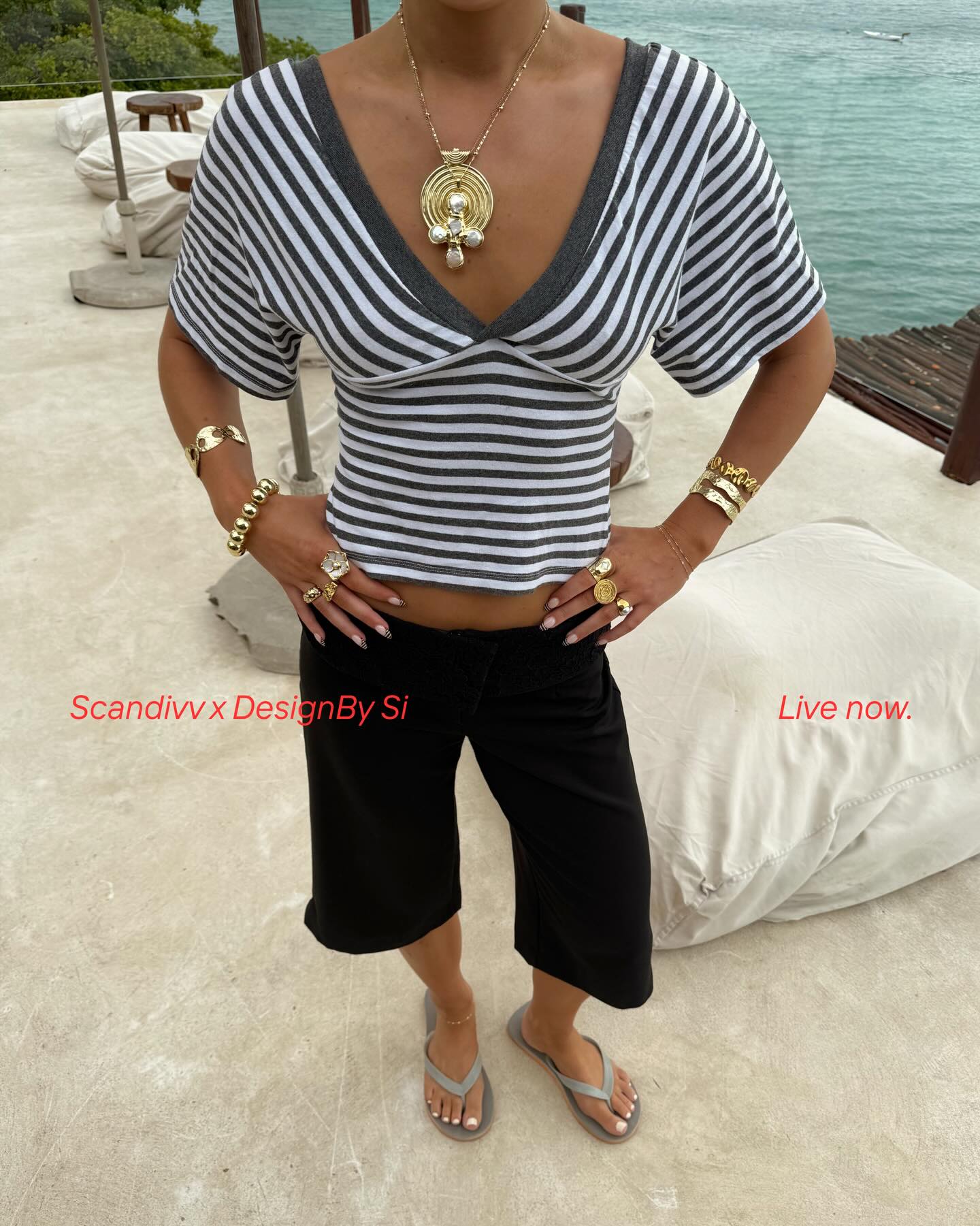 Gunhilda striped tank top - Navy/white - 6