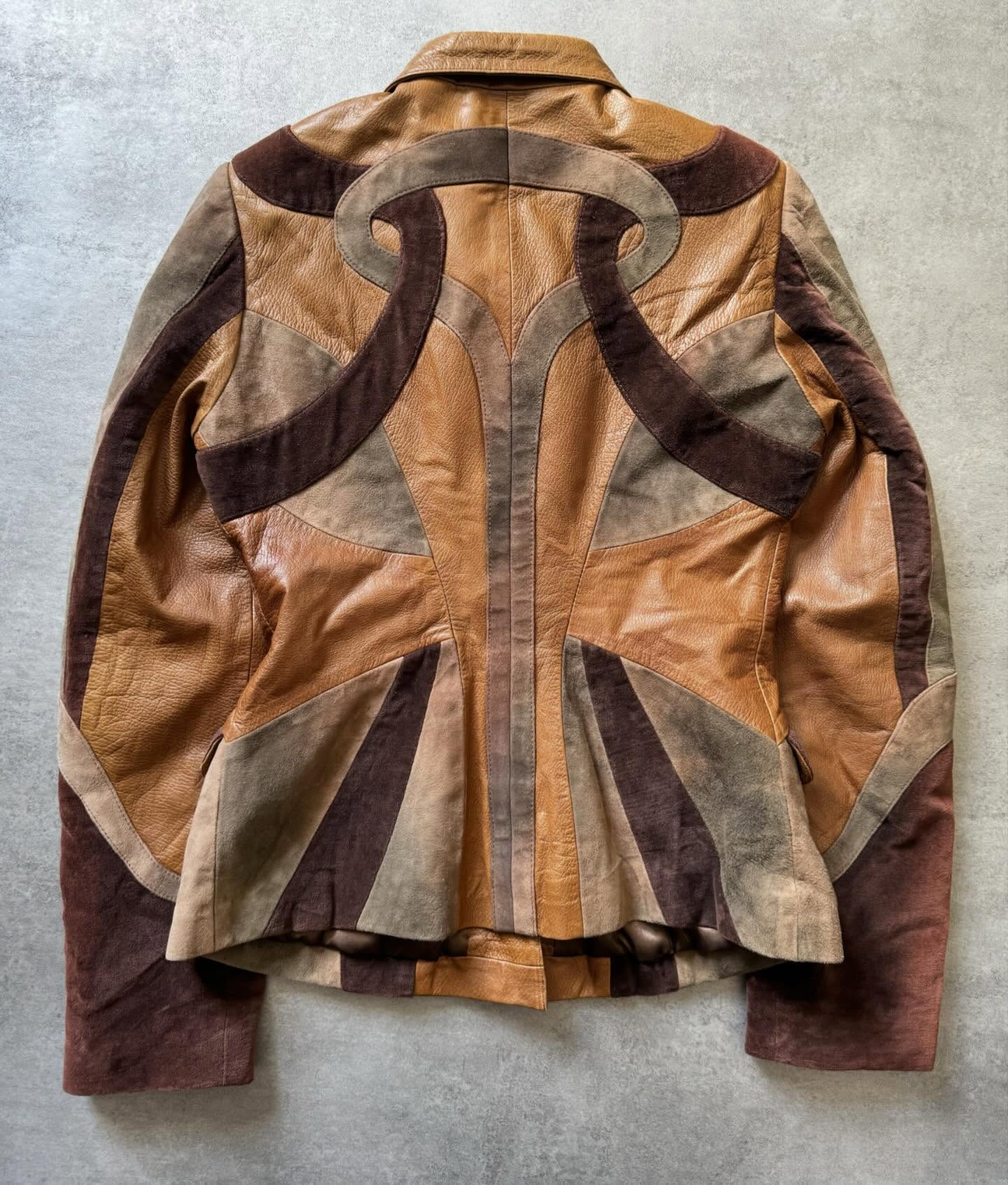 AW2002 Dolce & Gabbana Multi Zips Hybrid Leather & Wool Camel Jacket - 9