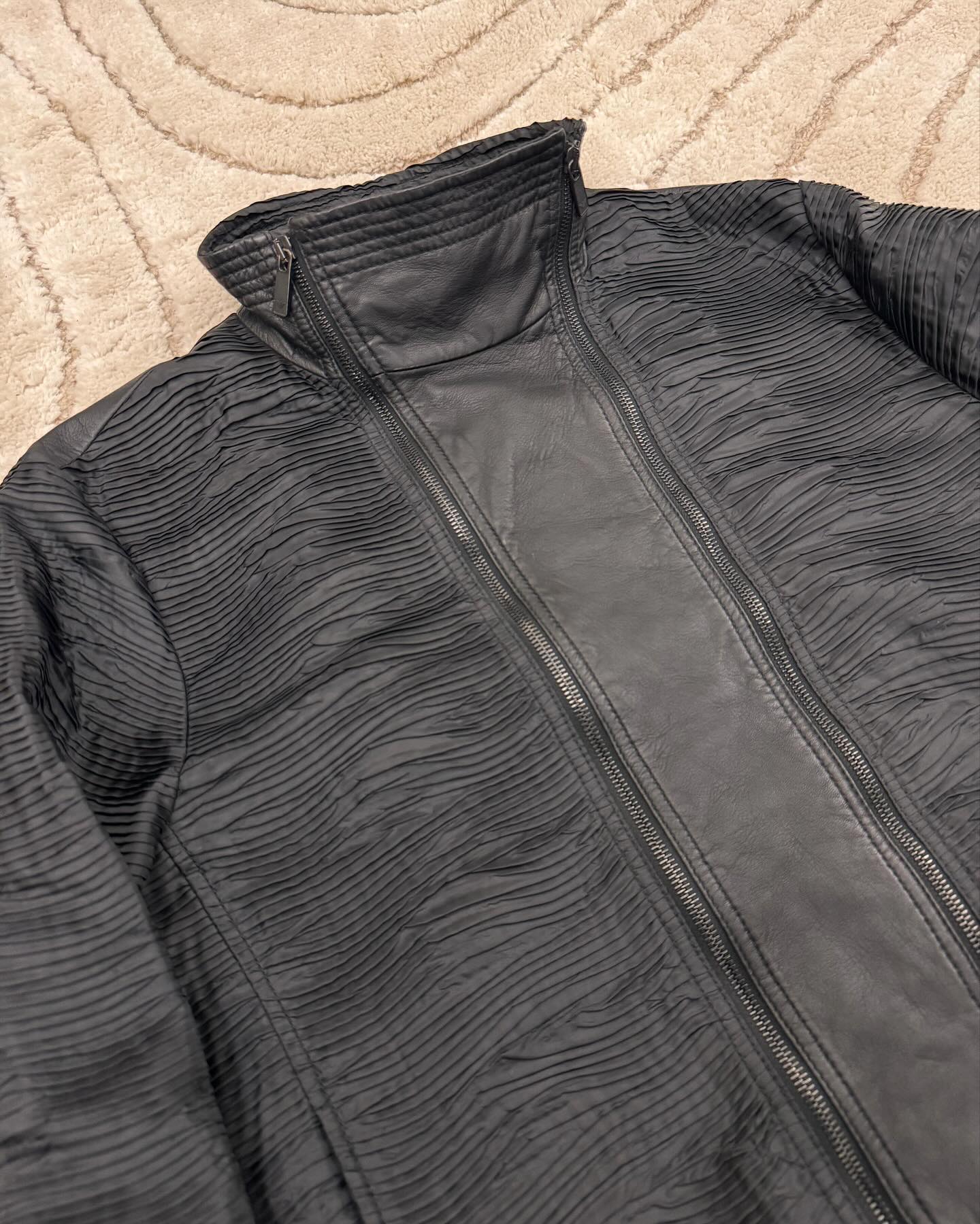 AW2011 Prada Black Pleated Texture Zip-up Jacket - 6