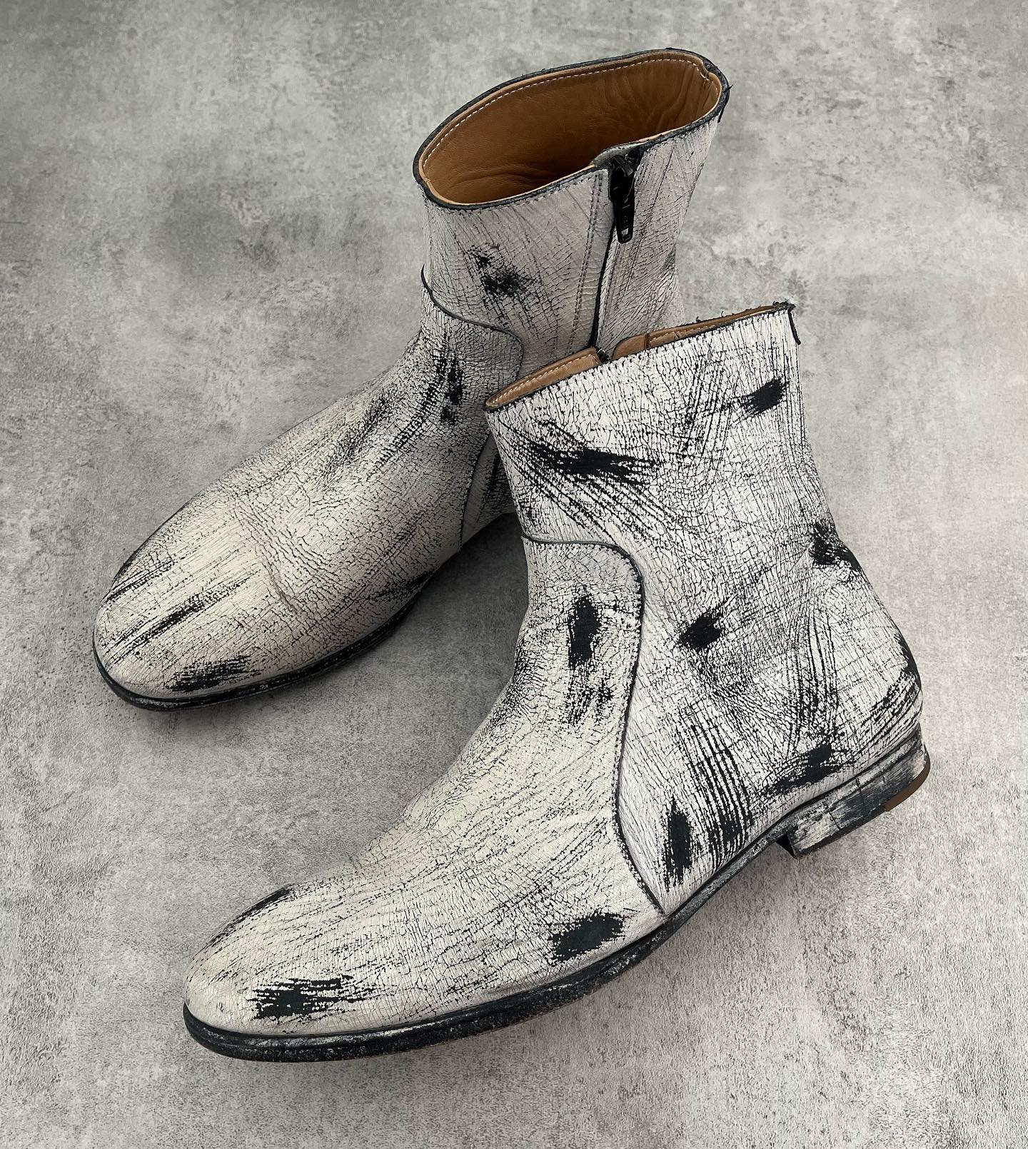 Maison Margiela Black Grained Leather Boots - 7