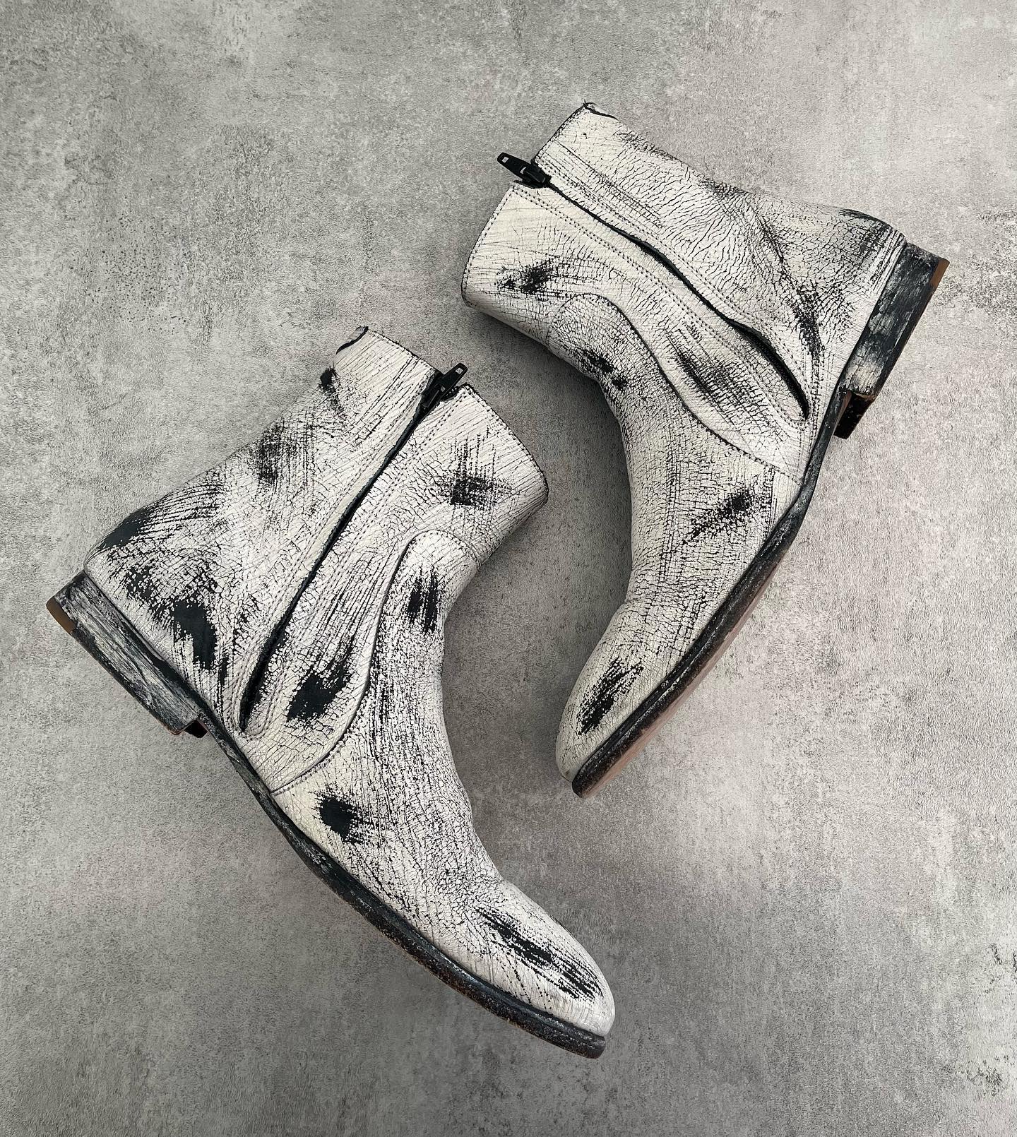 Maison Margiela Black Grained Leather Boots - 9
