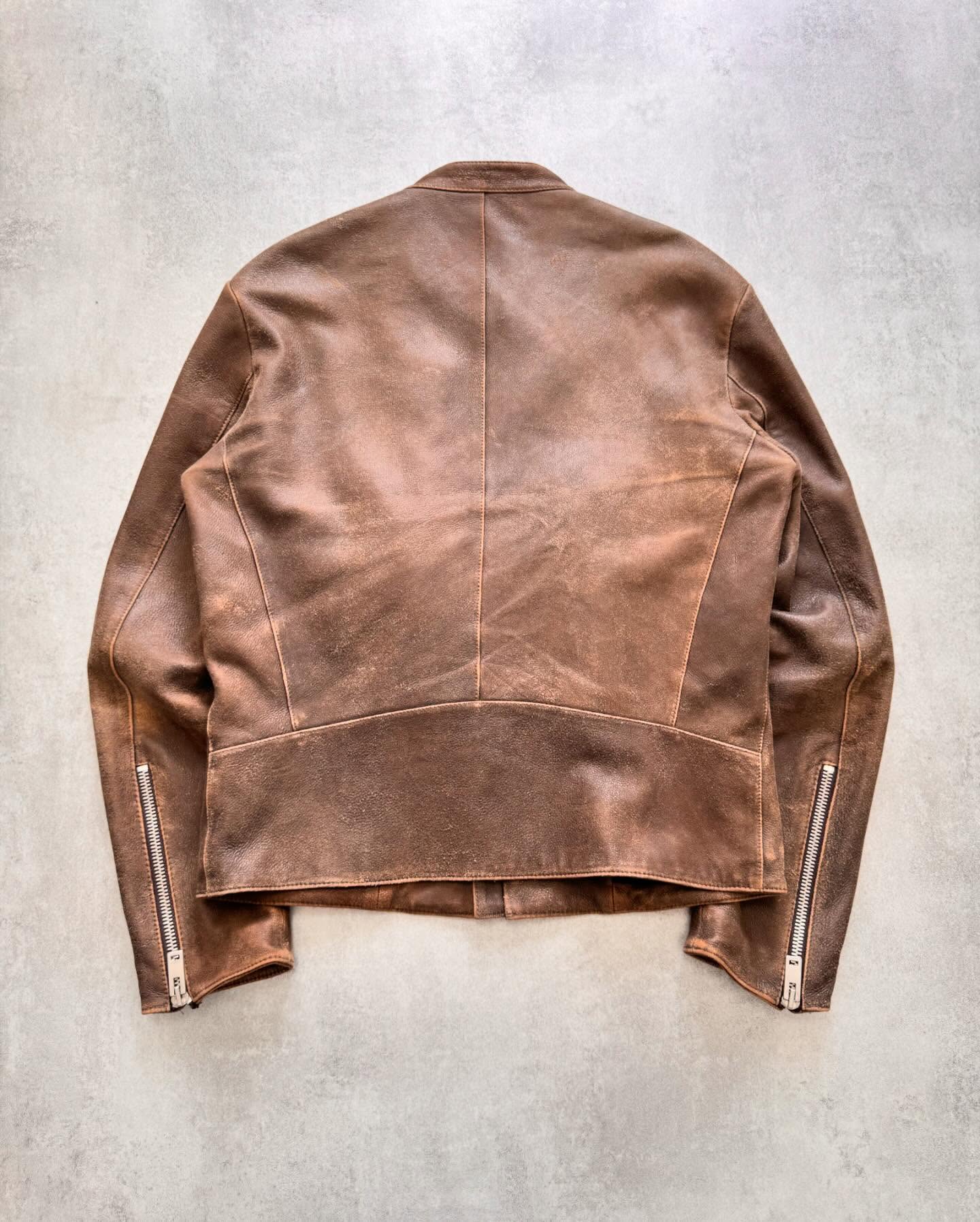 AW2003 Gucci Camel Biker Suede Leather Jacket by Tom Ford - 8
