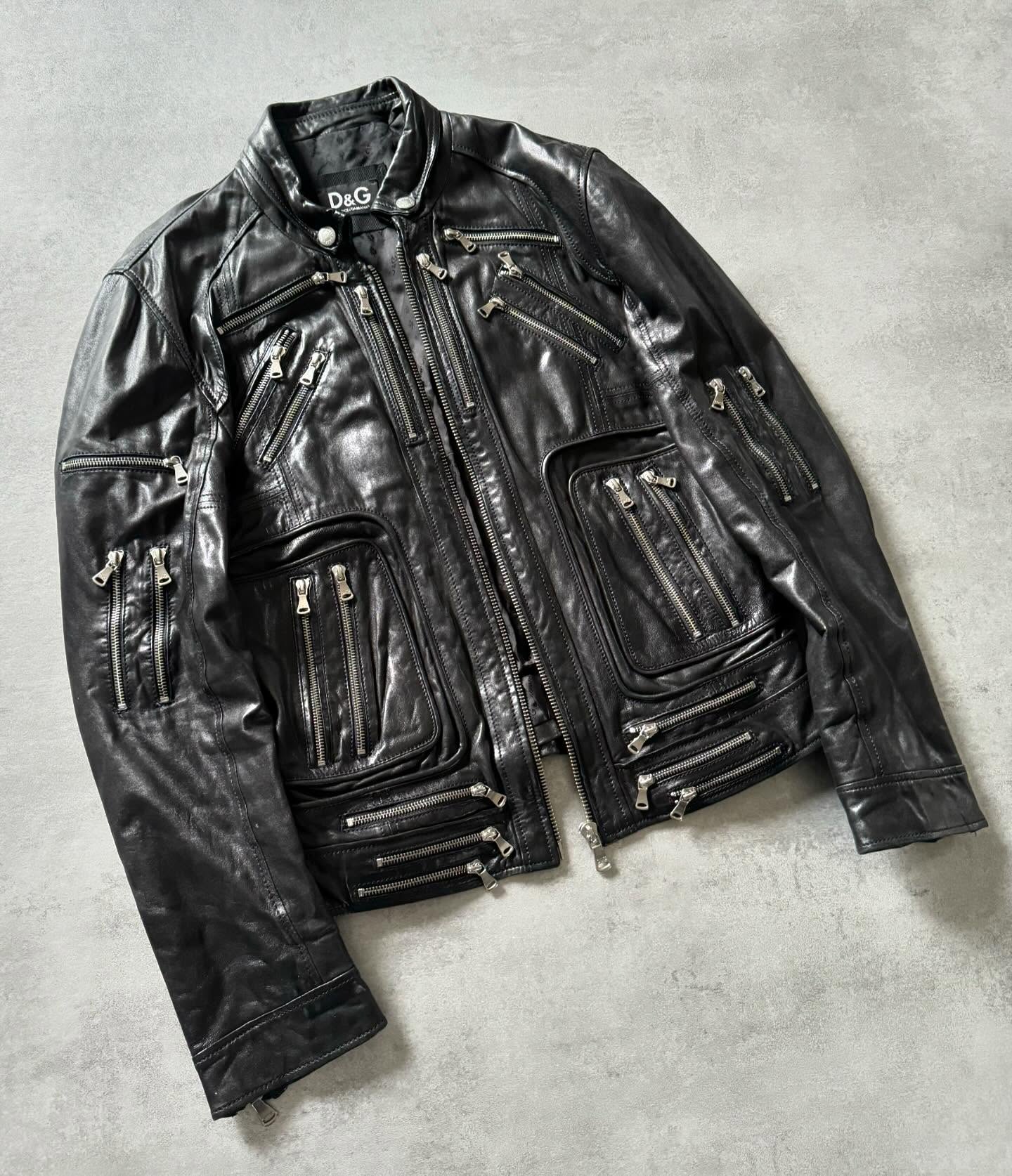 2000s Moschino Multi Zips Circle Black Leather Jacket - 6
