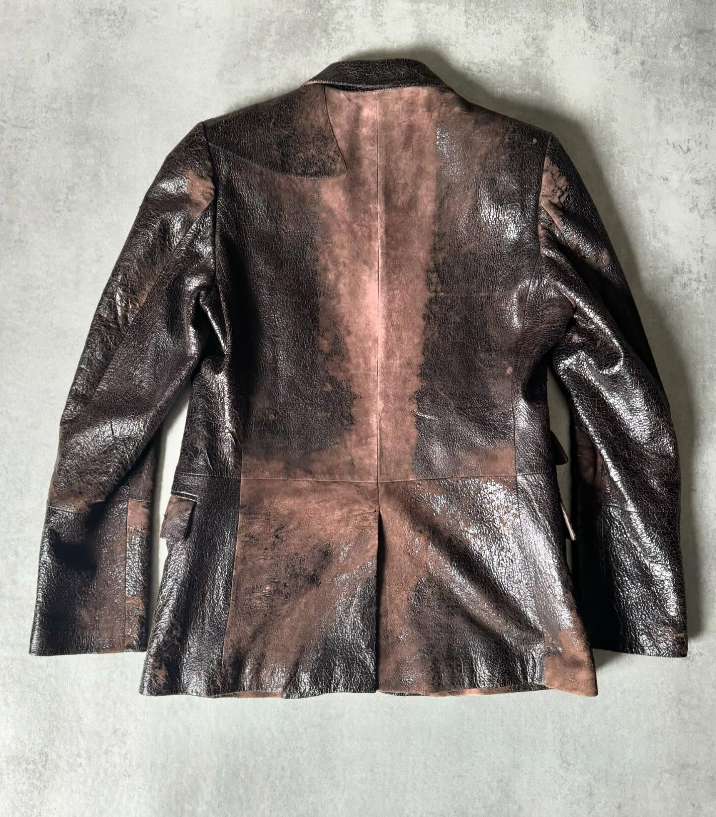 2000s Prada Black Minimalist Leather Blazer Jacket - 11