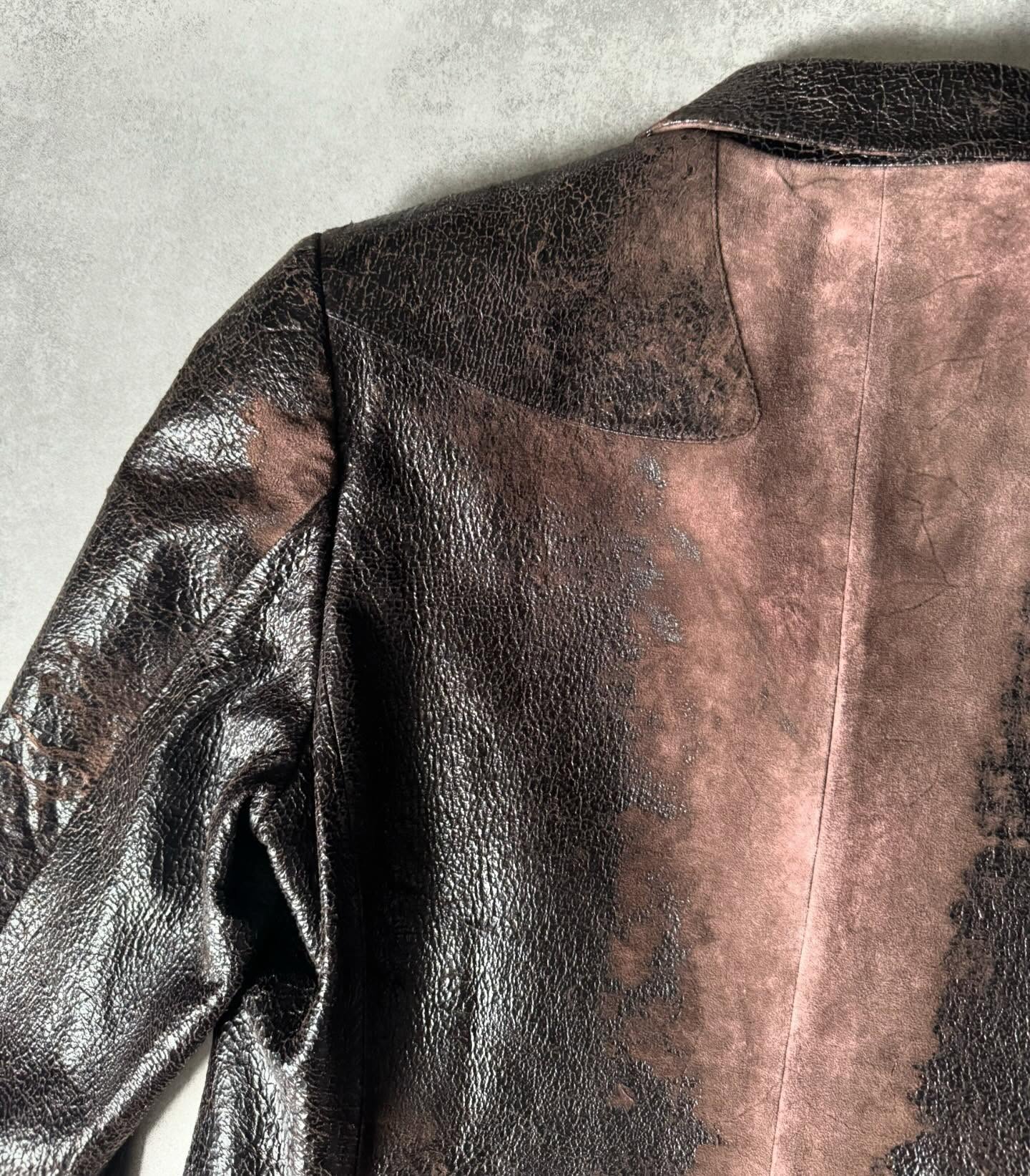 2000s Prada Black Minimalist Leather Blazer Jacket - 10