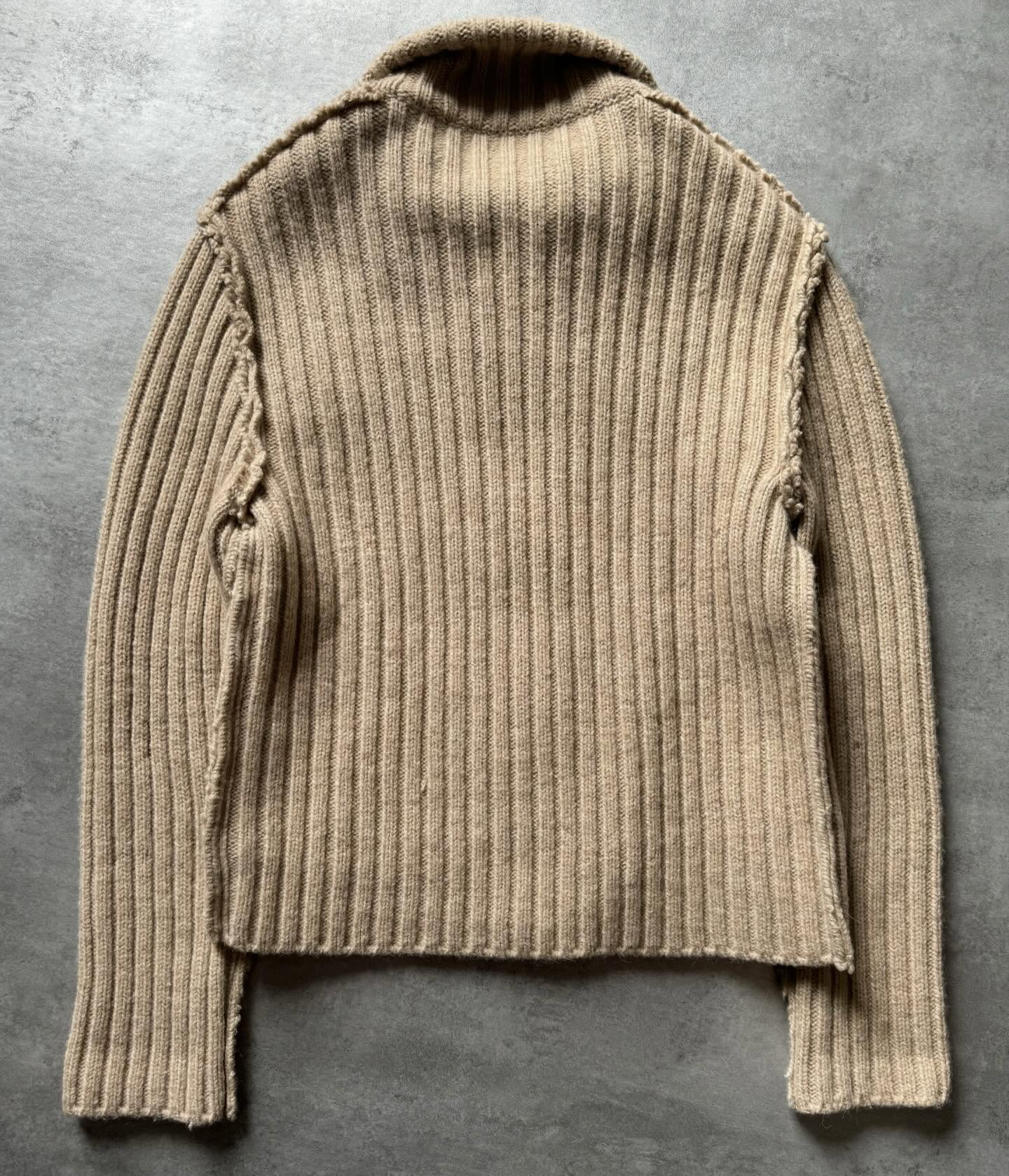 2000s Armani Wool Beige Zip-Up Sweater - 7