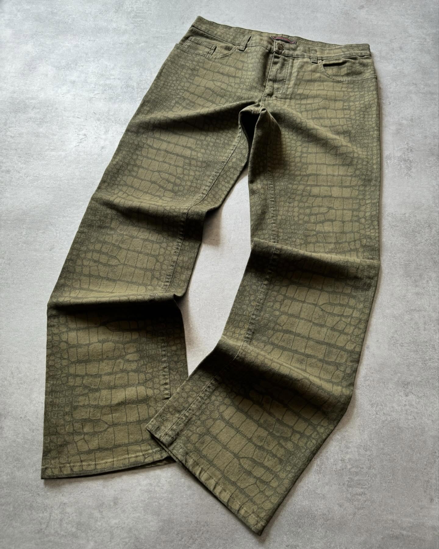 2000s Prada Stretch Olive Khaki Pants - 6