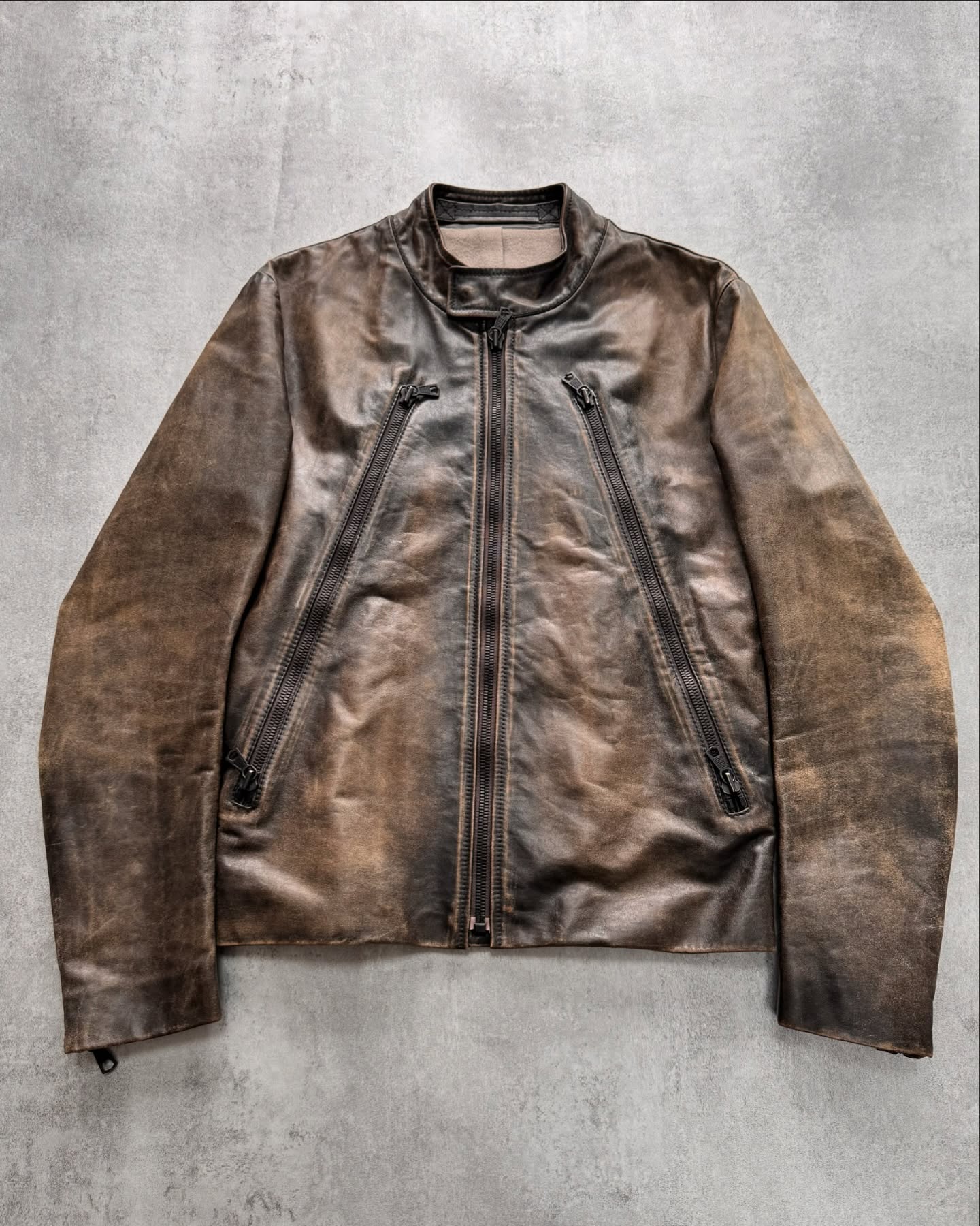 AW2005 Emporio Armani Biker Black Lines Leather Jacket - 10