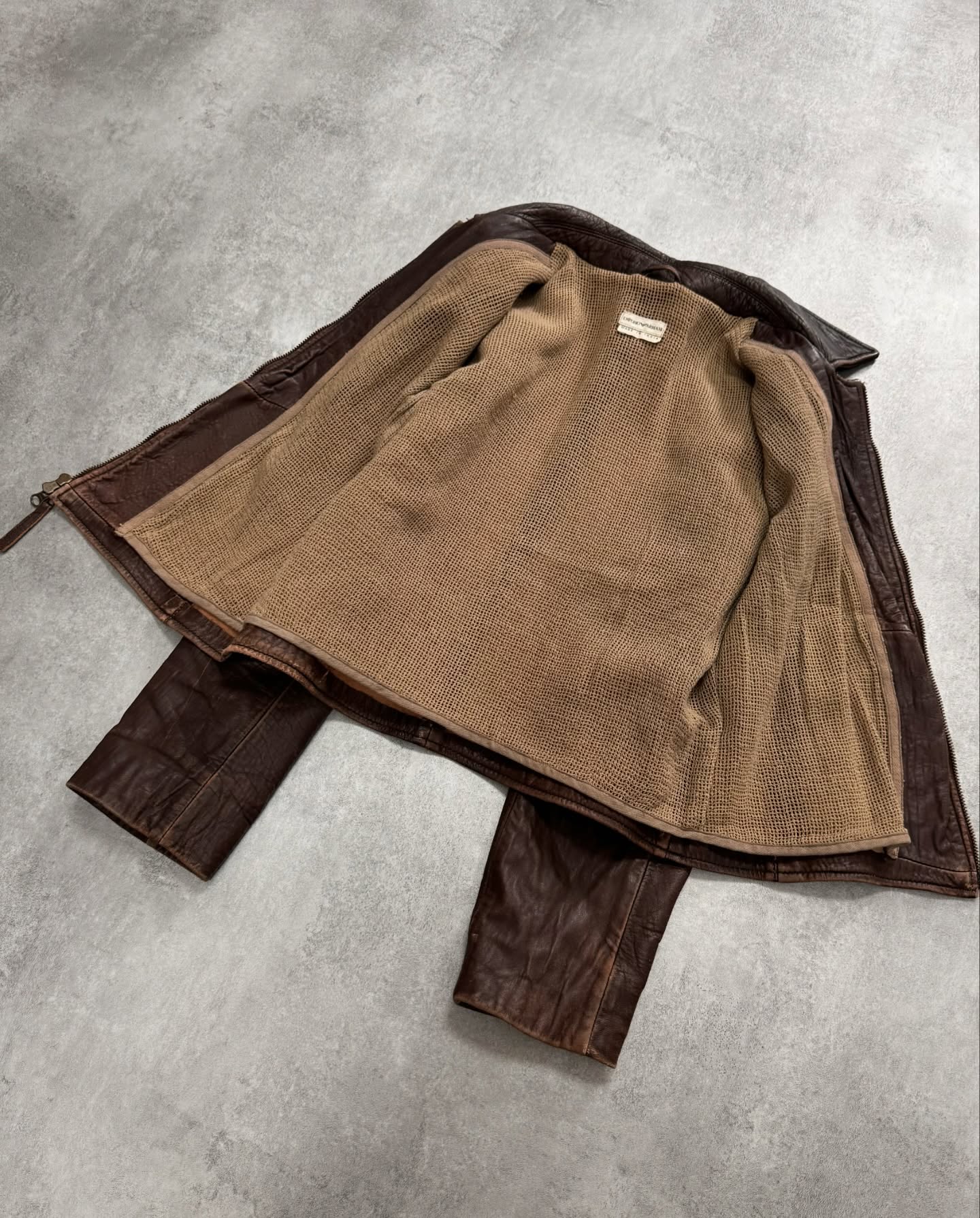 1990s Emporio Armani Asymmetrical Avant Garde Brown Leather Jacket - 11