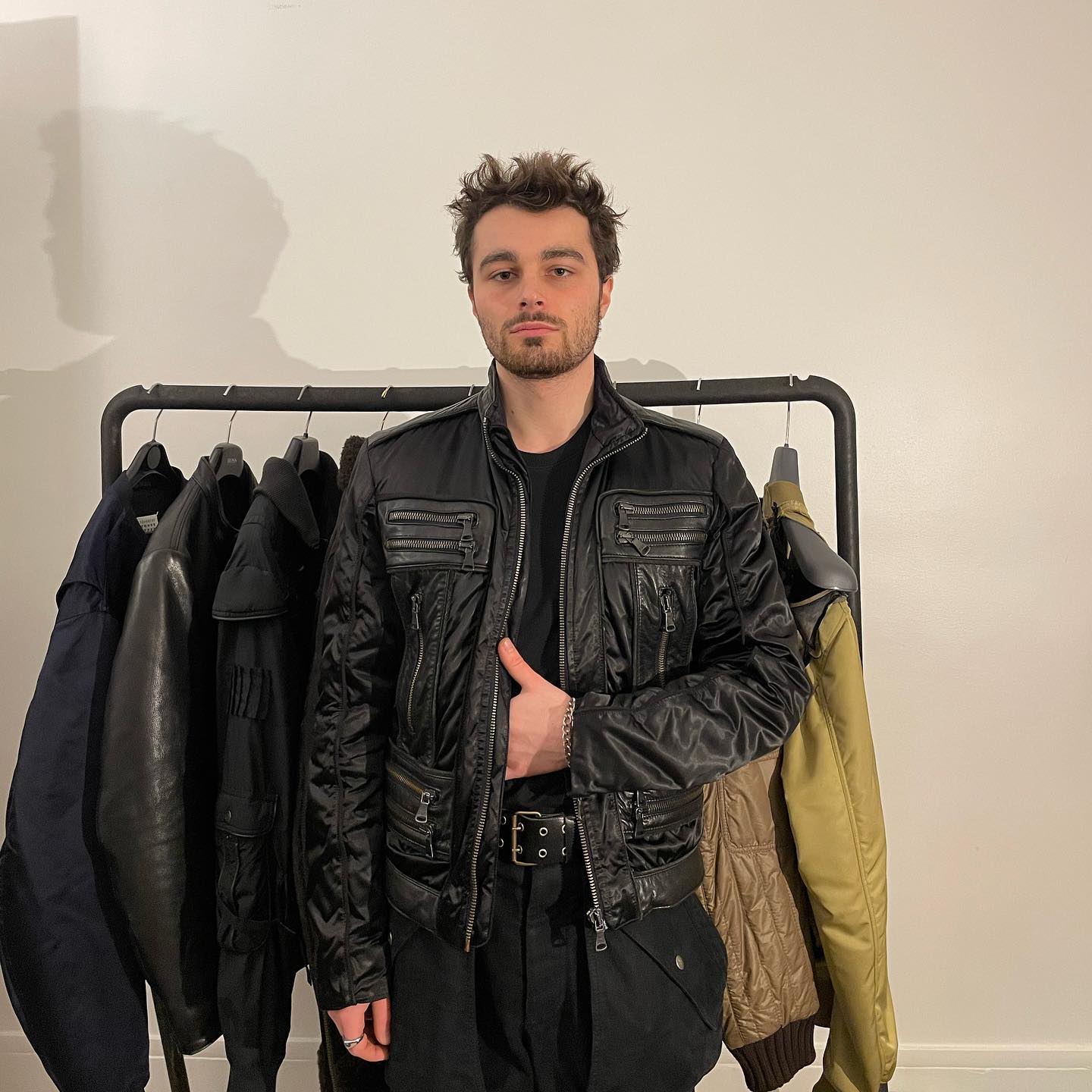 2000s Versace Multi Zips Black Eco Leather Jacket - 8