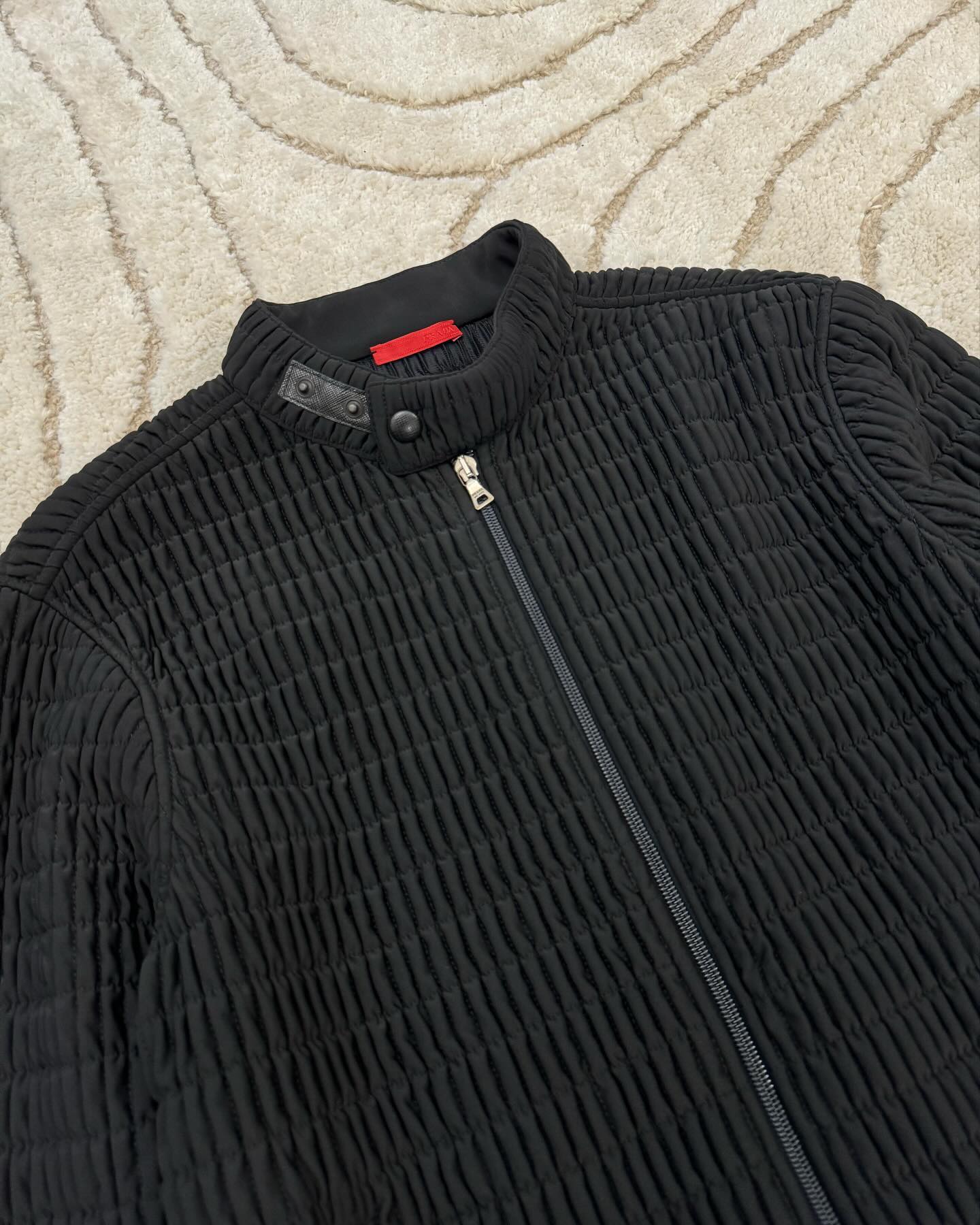 AW2011 Prada Black Pleated Texture Zip-up Jacket - 9