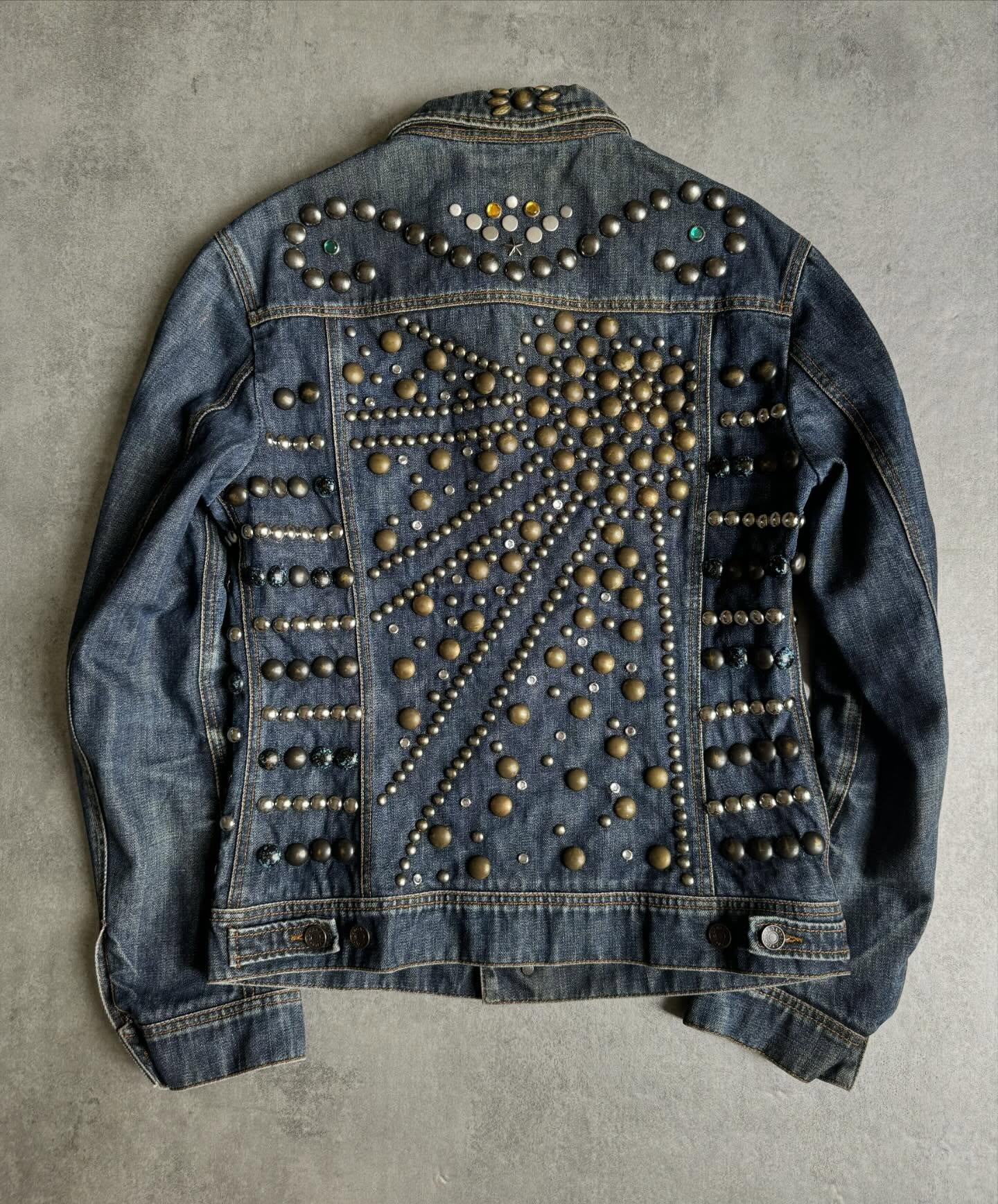 2000s Iceberg Studded Blue Denim Jacket - 8