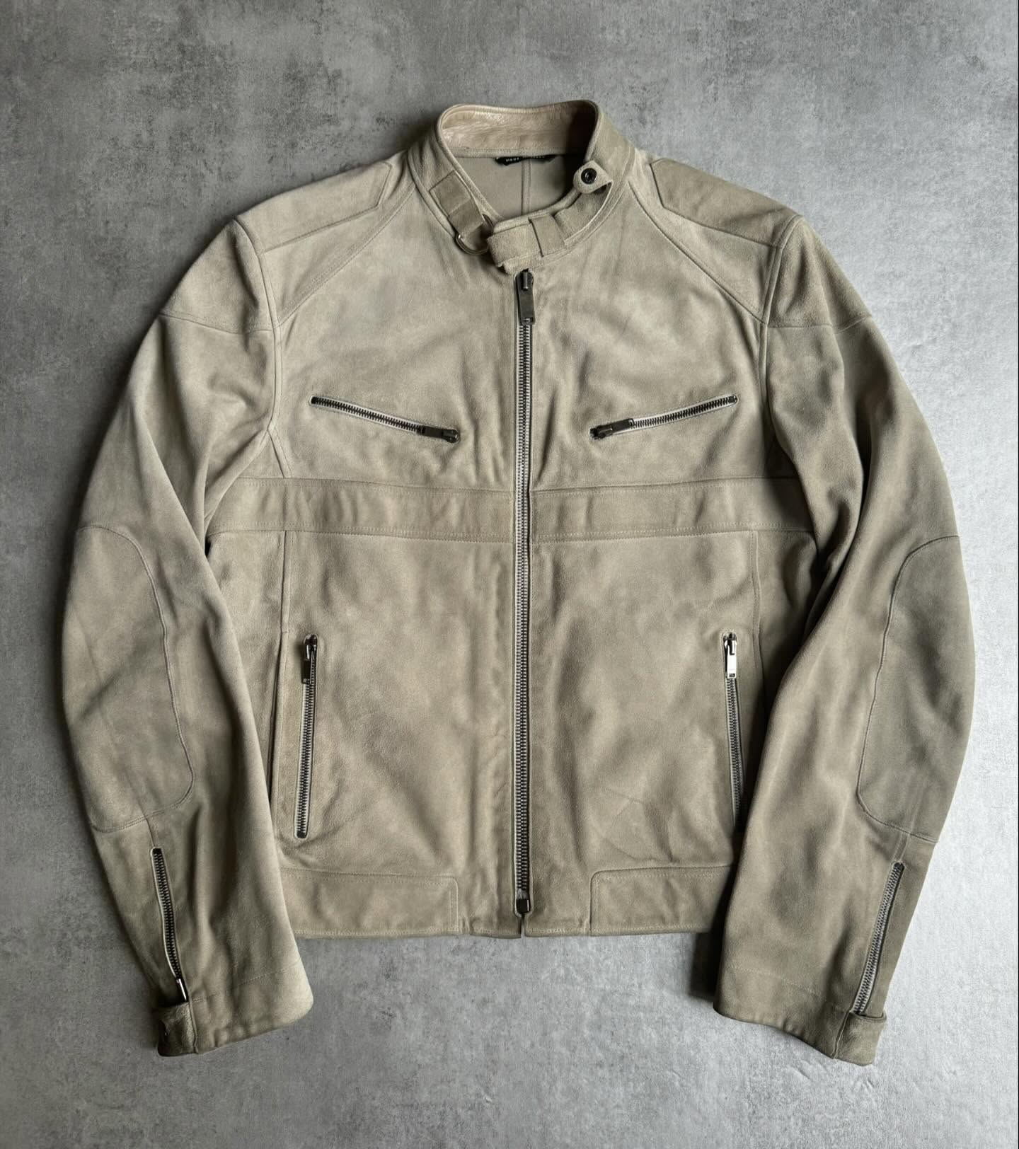 AW2003 Gucci Camel Biker Suede Leather Jacket by Tom Ford - 6