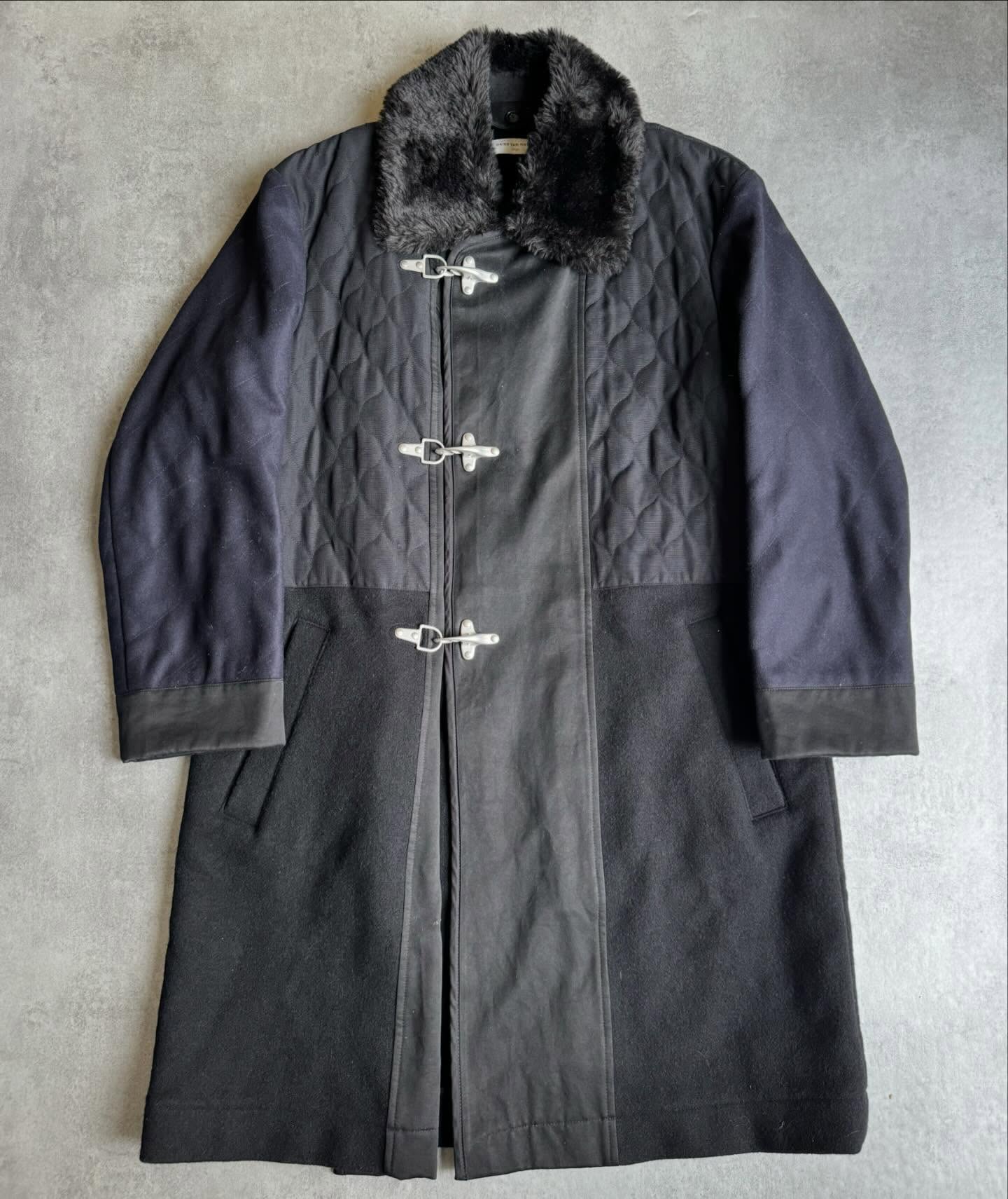 AW2009 Prada Navy Waxed Wool Long Coat - 7