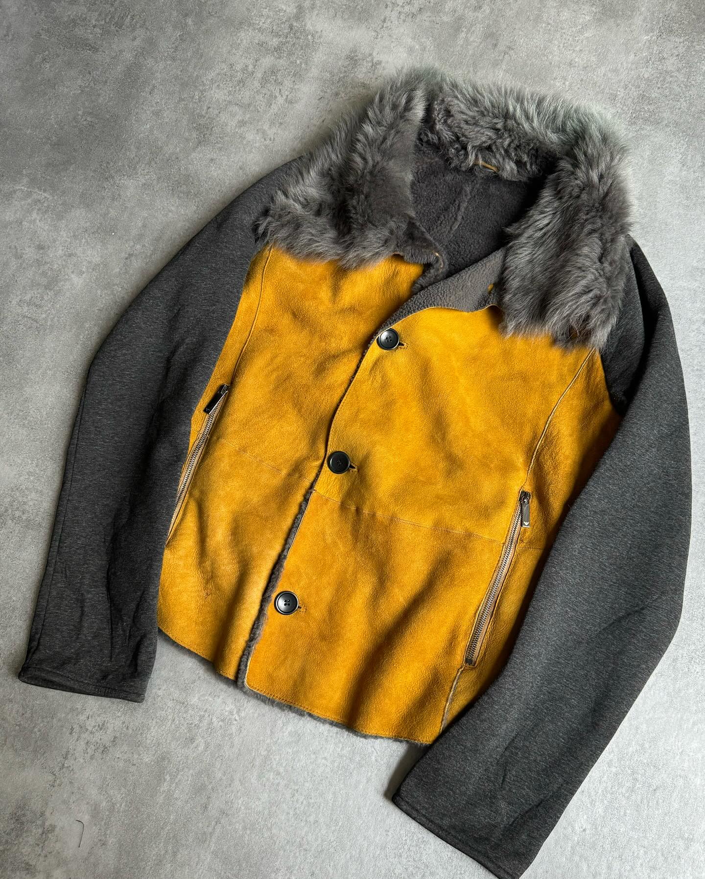 AW2017 Emporio Armani Faux Fur Collar Grey Wool Coat - 6