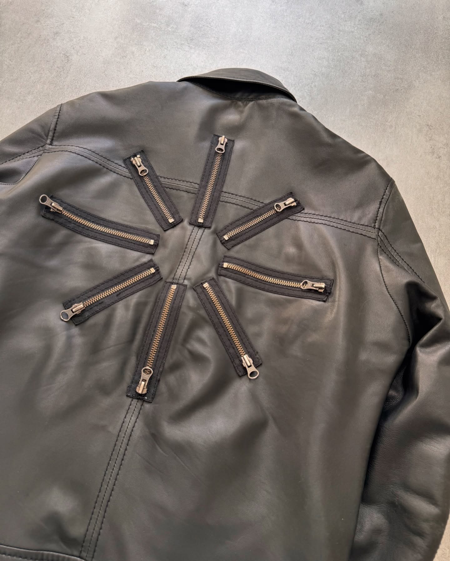 2000s Versace Multi Zips Black Eco Leather Jacket - 7