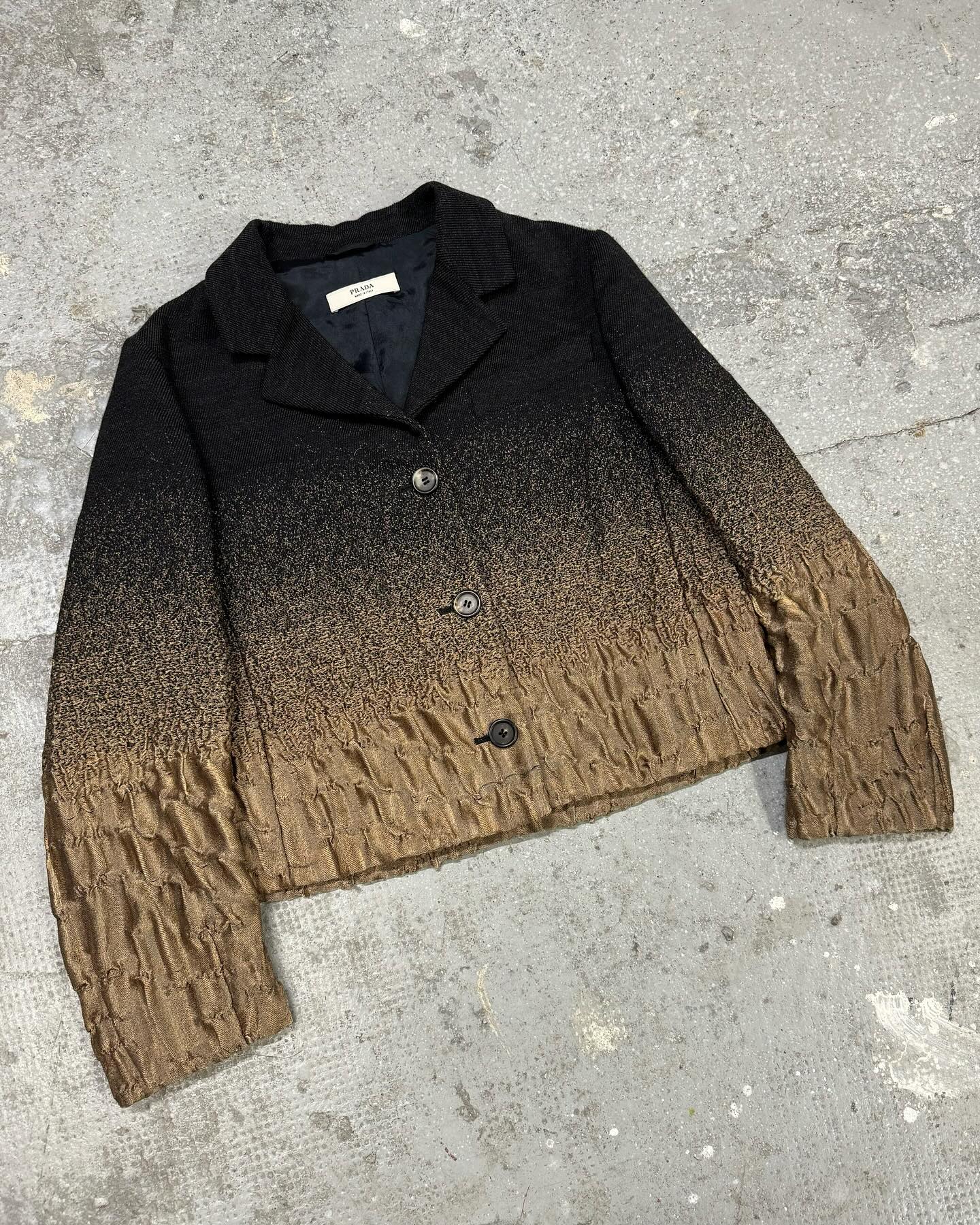 FW2007 Prada Beige & Grey Wool Gradient Boxy Jacket - 8