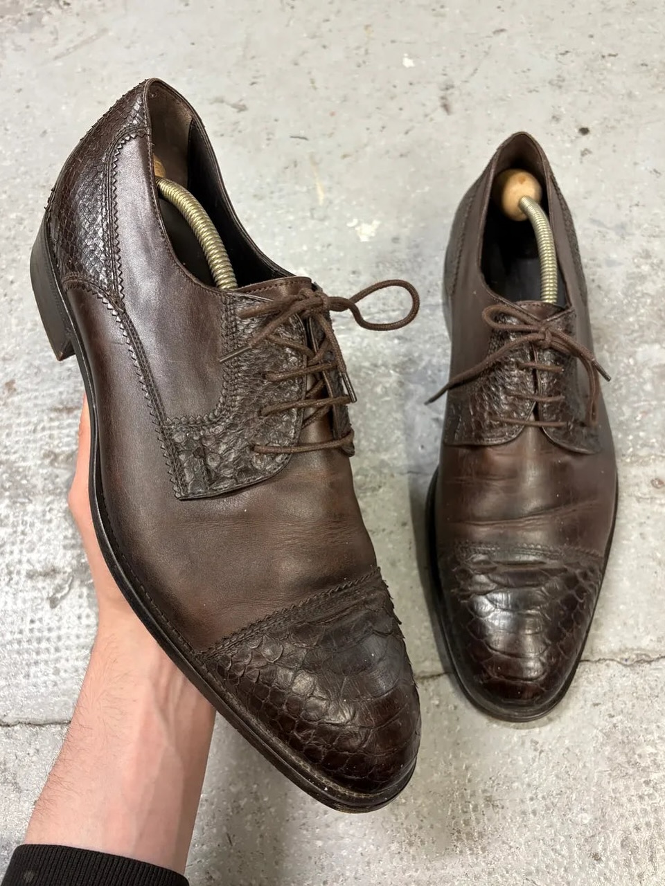 Balenciaga Brown Leather Derby Shoes - 6