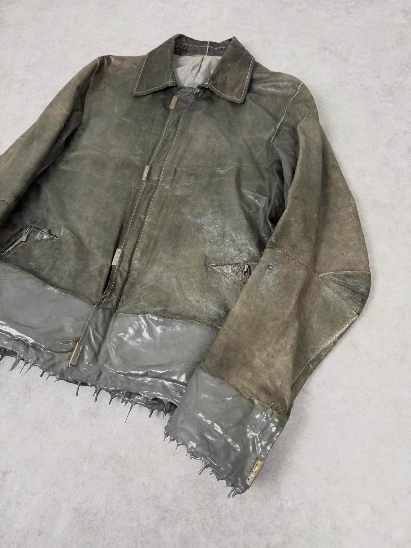 2000s Prada Black Minimalist Leather Blazer Jacket - 6