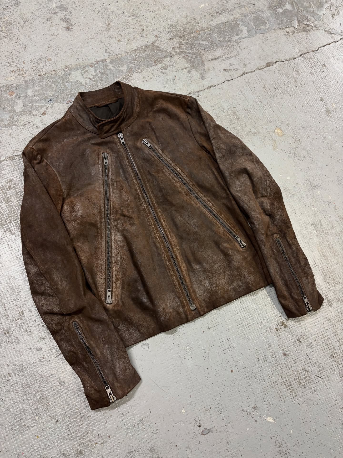 2000s Daniele Alessandrini Biker Brown Leather Jacket - 6