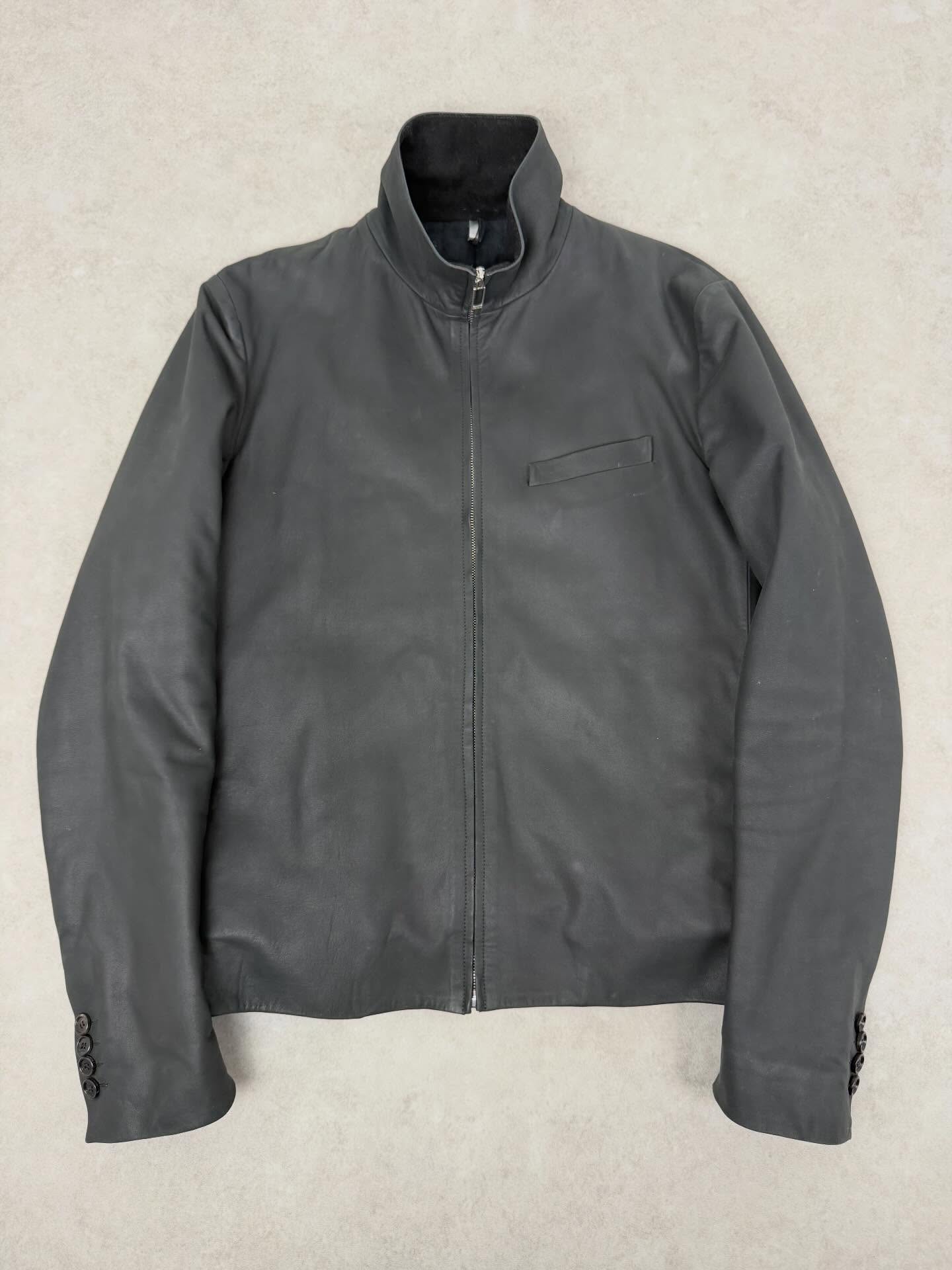 2000s Armani Collezioni Black Leather Jacket - 6