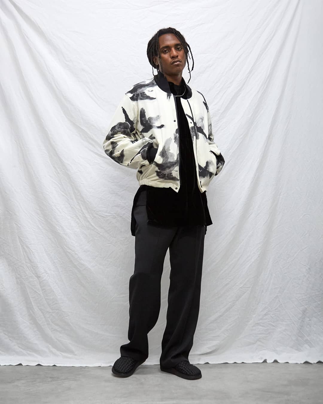 Tonywack Striped Wool Flared Trousers - Black Stripe - 8