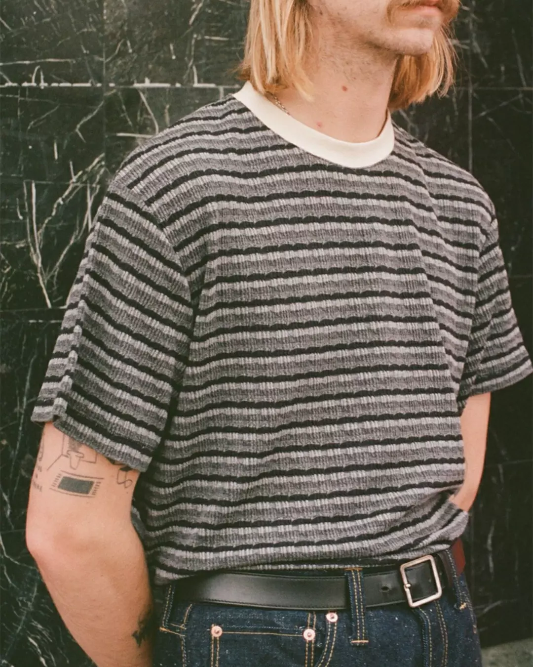 No Problemo Jacquard Stripe Long Sleeve Tee - Black - 7
